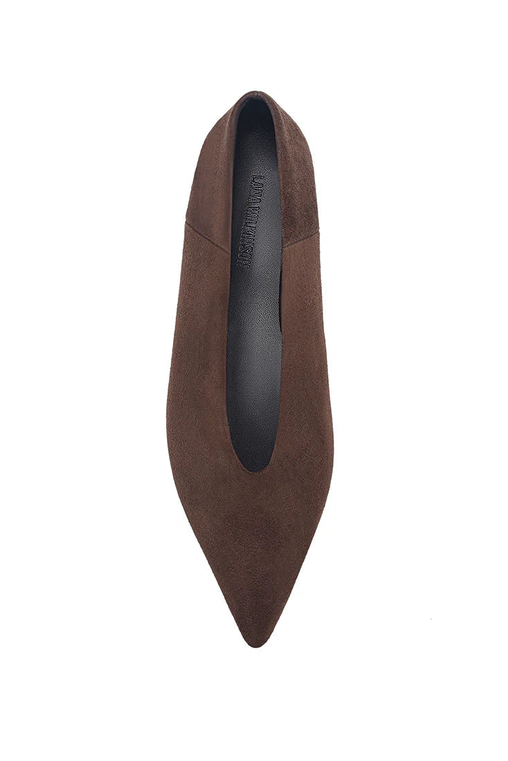 Piper Flat Espresso Suede Leather