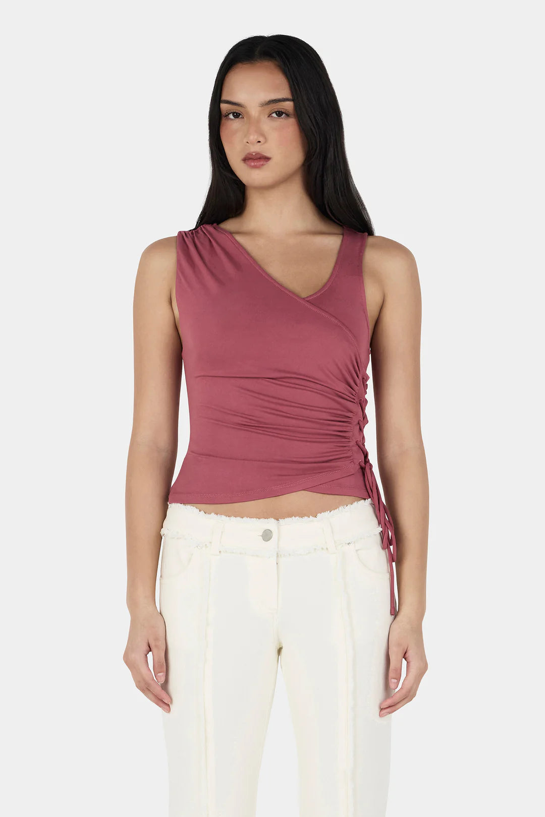 Rhonda Asym Top - Deep Rose