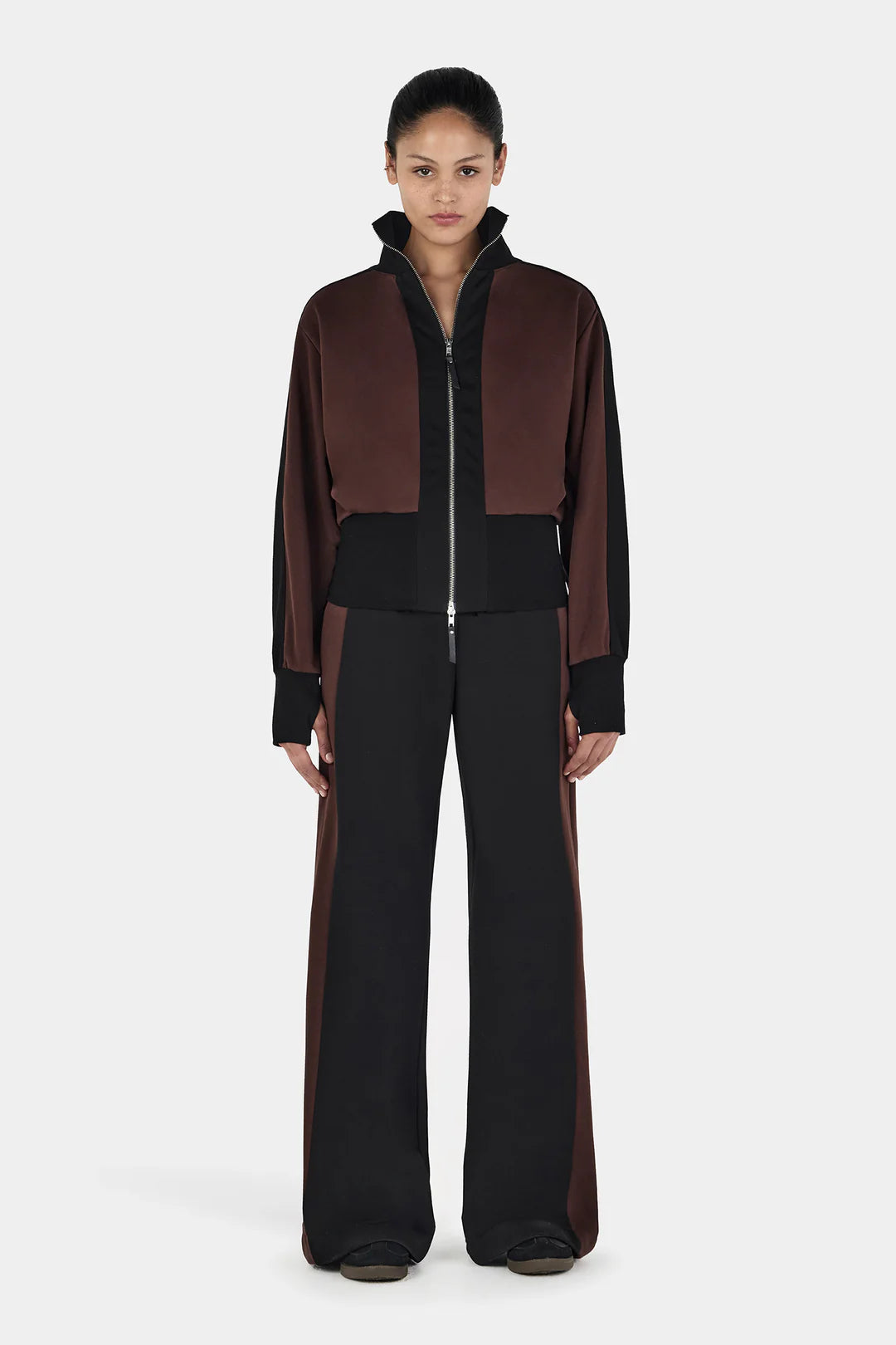 Rosie Zip Up Jumper Black Choc 2-Tone