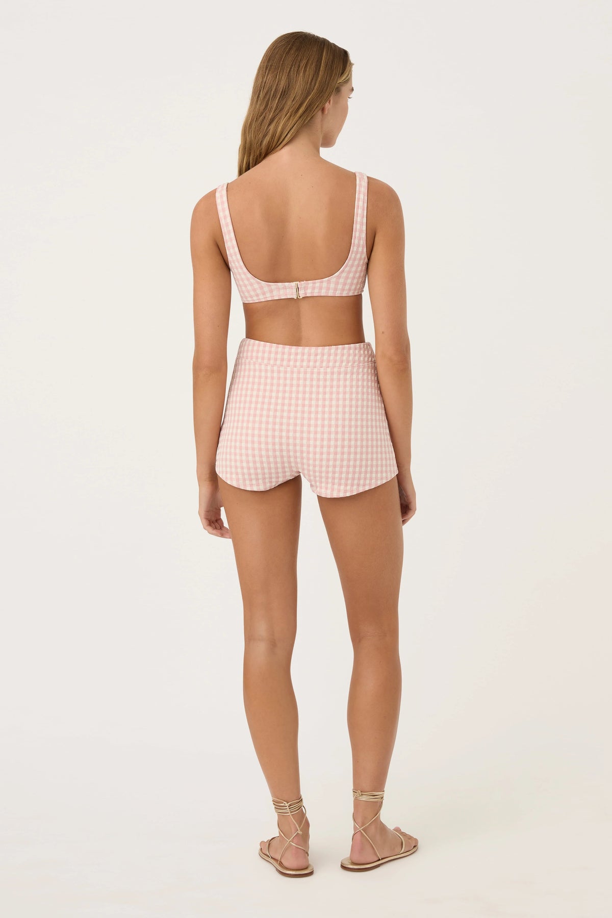 Square Neck Crop - Blush Gingham