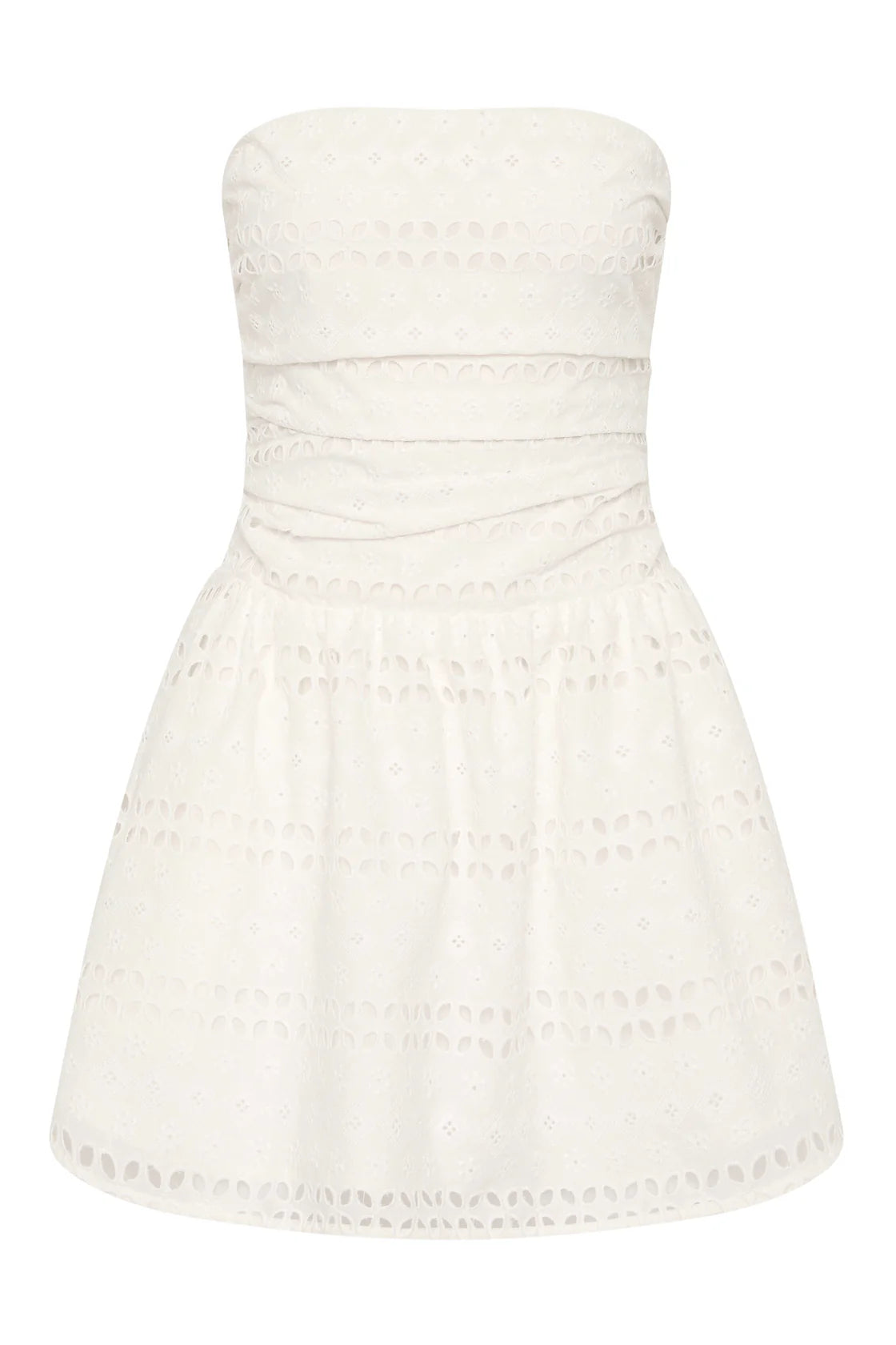 Roja Mini Dress Rosa Broderie White