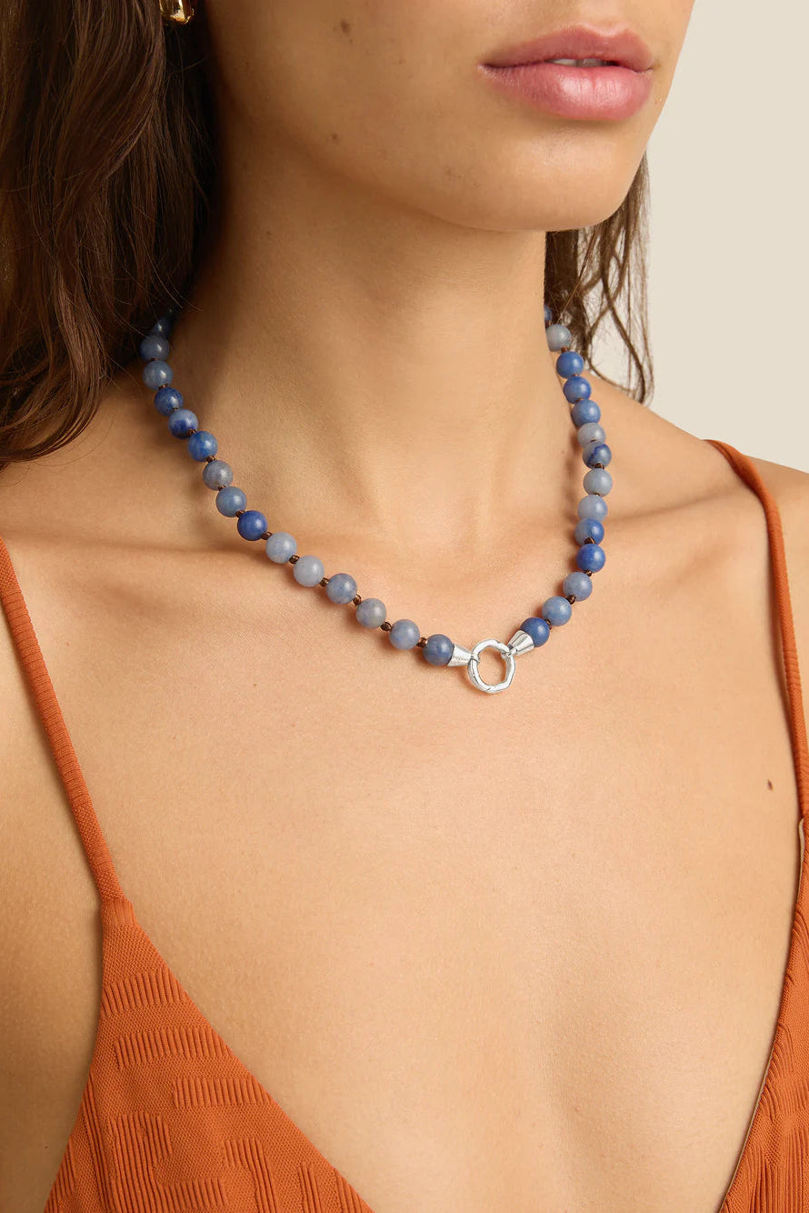 Eve Necklace - Blue Aventurine Silver