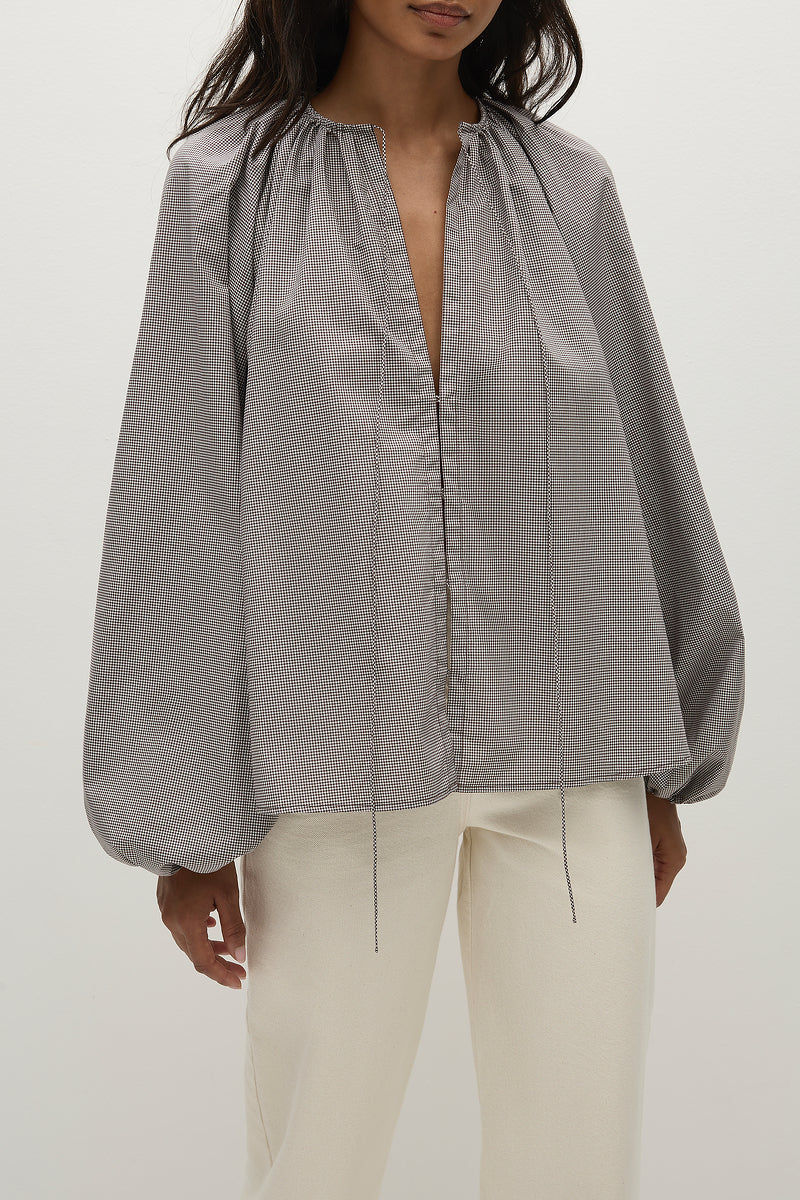 AMARA BLOUSE - HANNE GINGHAM ESPRESSO