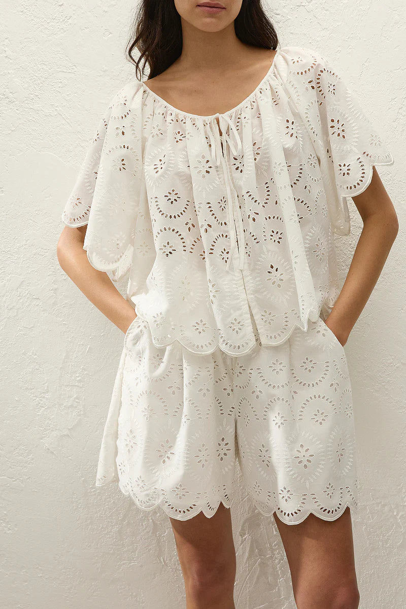 Fondaco Top - Bianca Broderie White Sale price