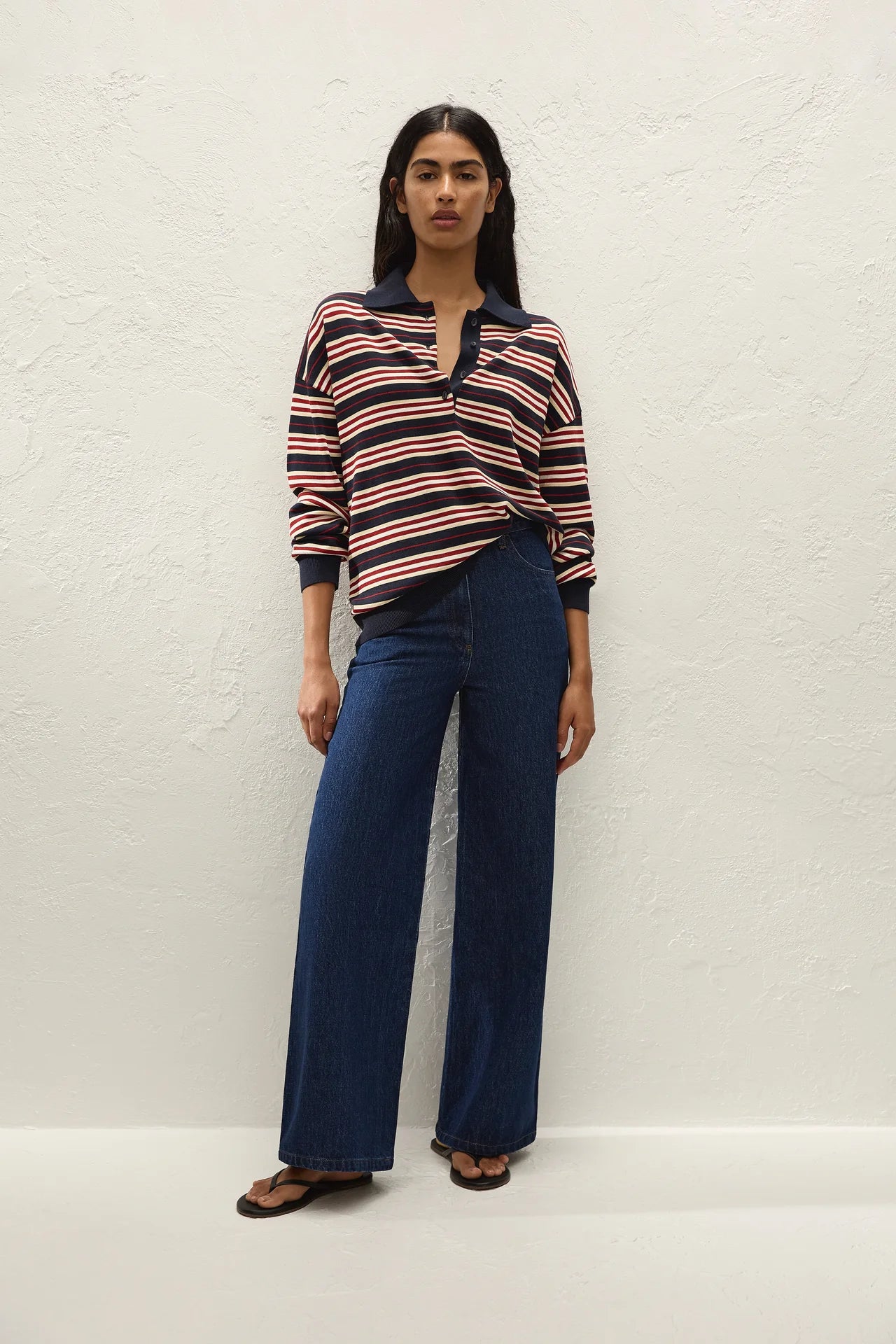 Harlow Oversized Polo Cila Stripe Navy