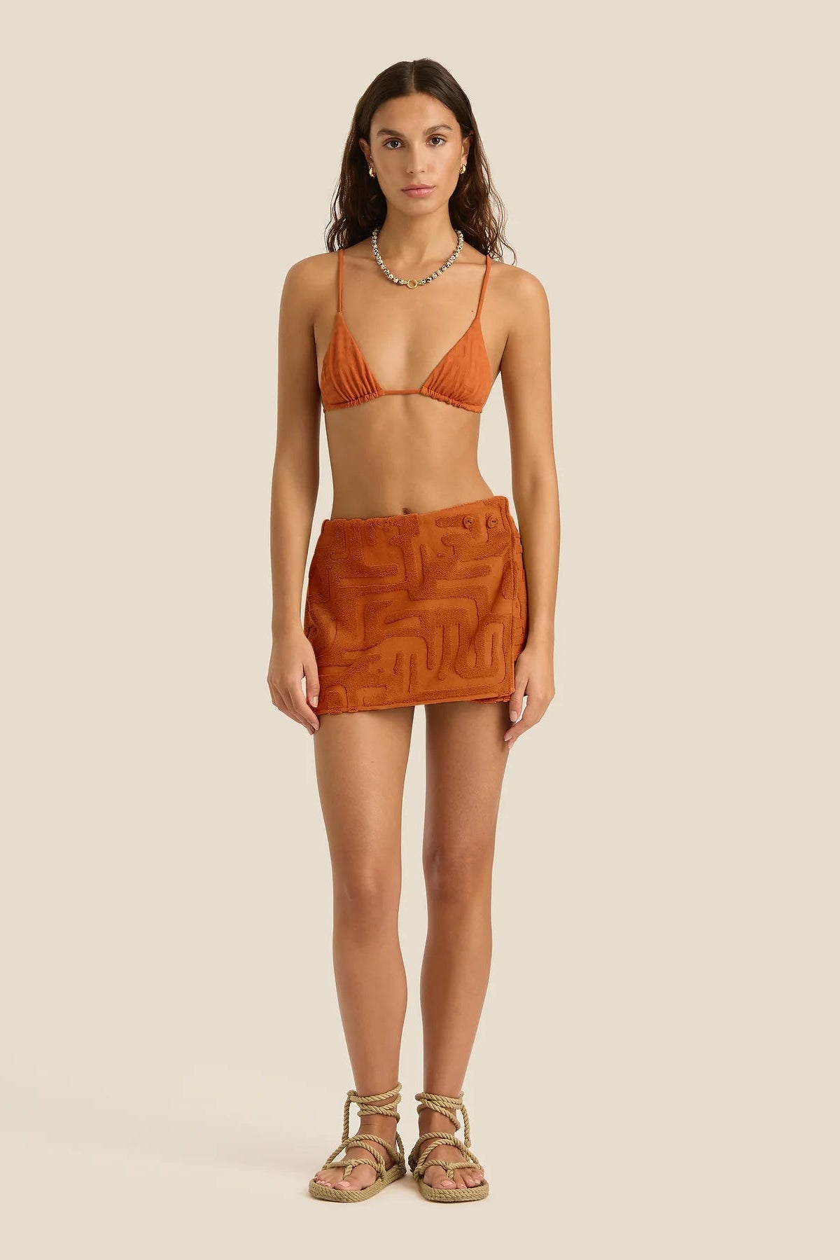 Towelling Wrap Skirt - Kin Clay