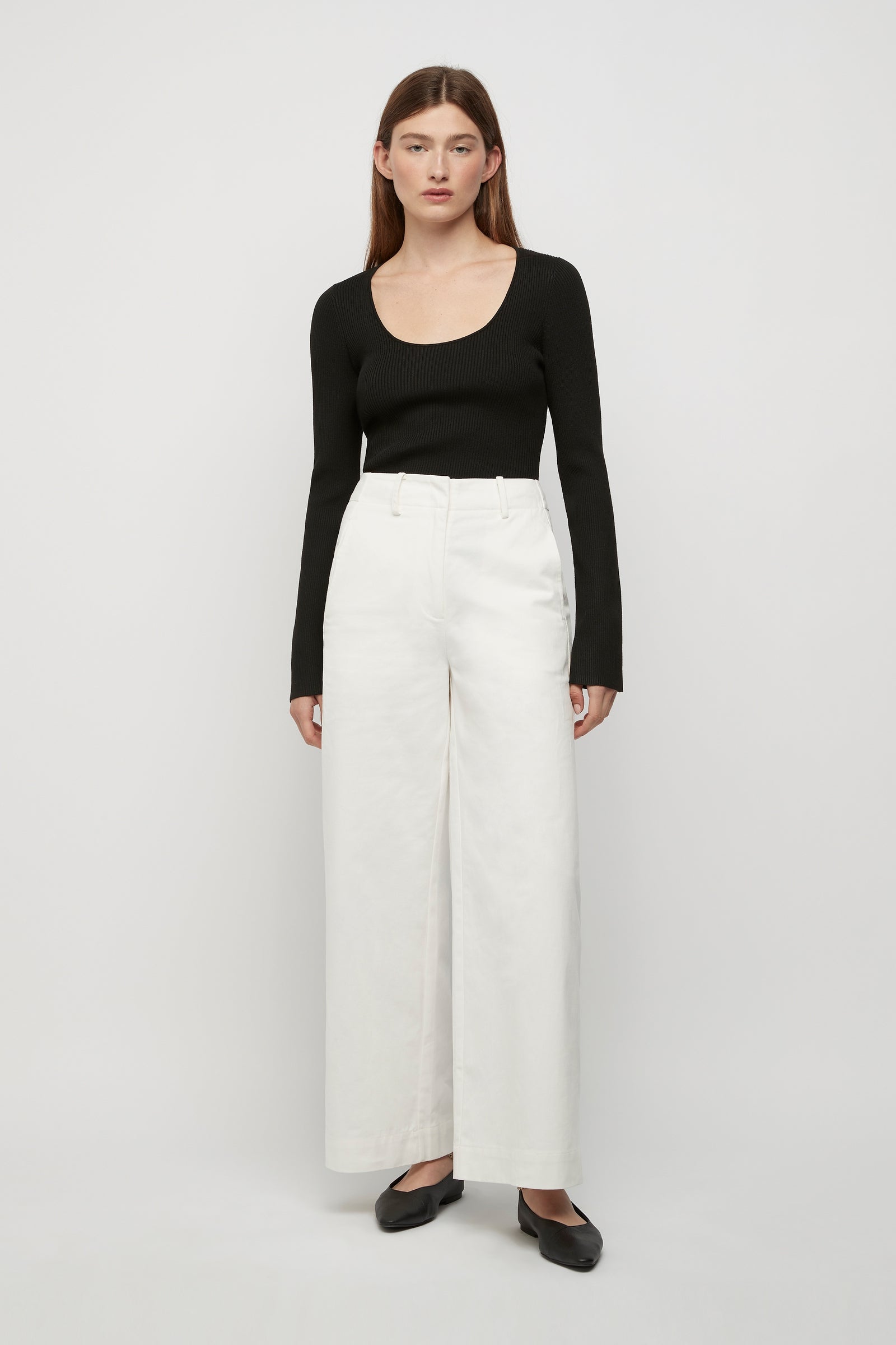 BASIC RIB KNIT TOP - BLACK