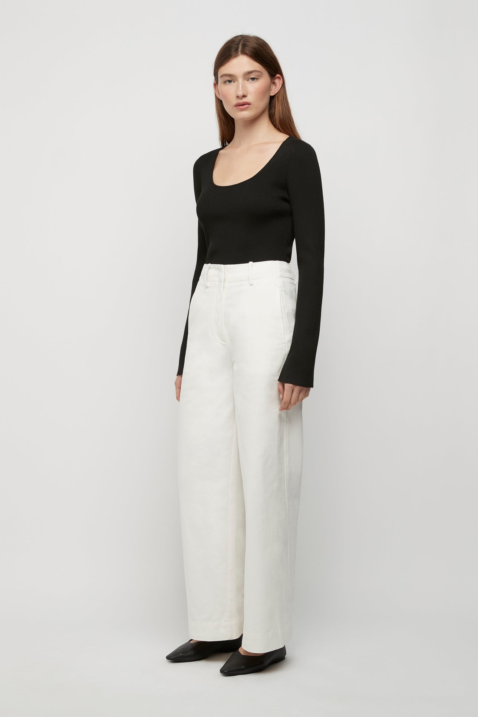 BASIC RIB KNIT TOP - BLACK