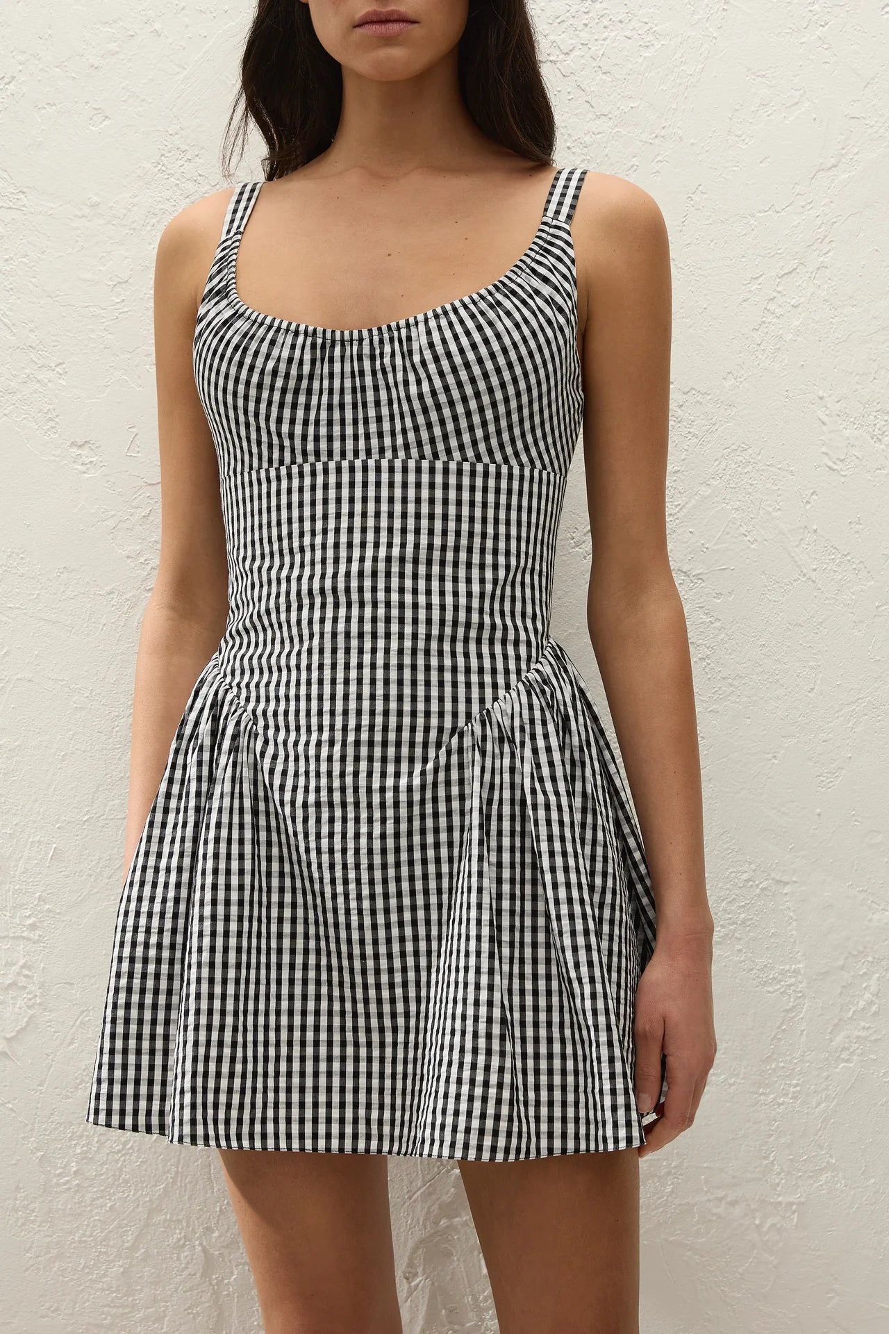 Marcella Mini Dress Black Textured Gingham