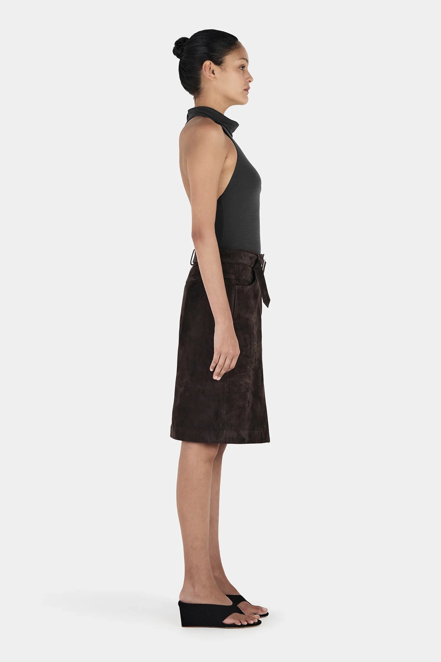 Sabina Wool Halter Top - Charcoal