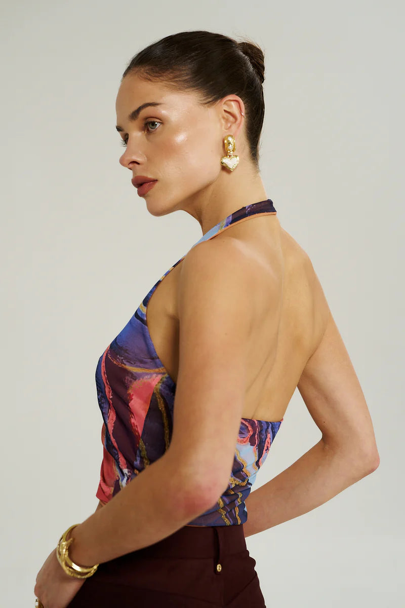 CLEO HALTER TOP - BORDEAUX