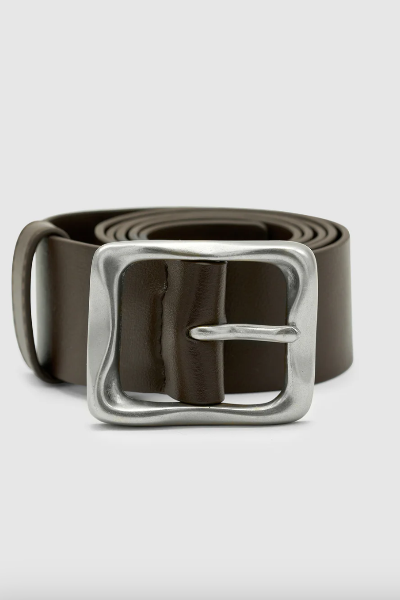 EVERYDAY BUCKLE BELT - CHOCOLATE/SILVER