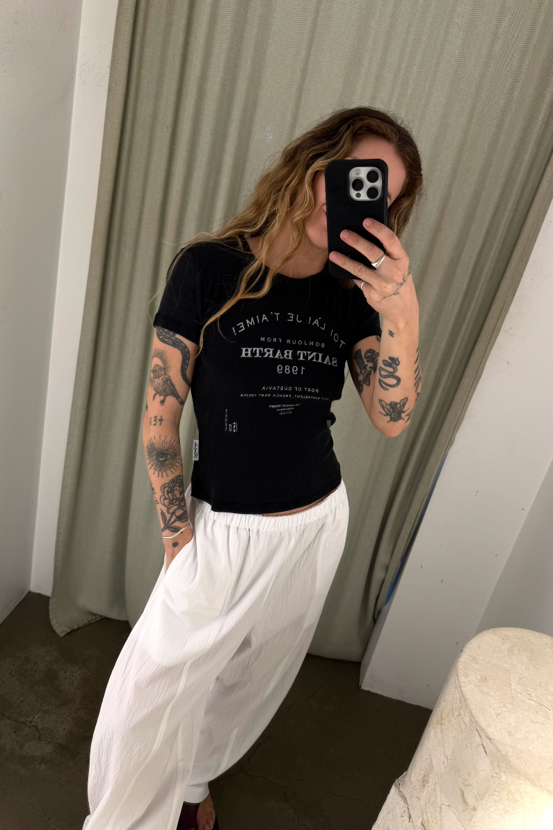 Saint Barth 89 Baby Tee - Black Snow