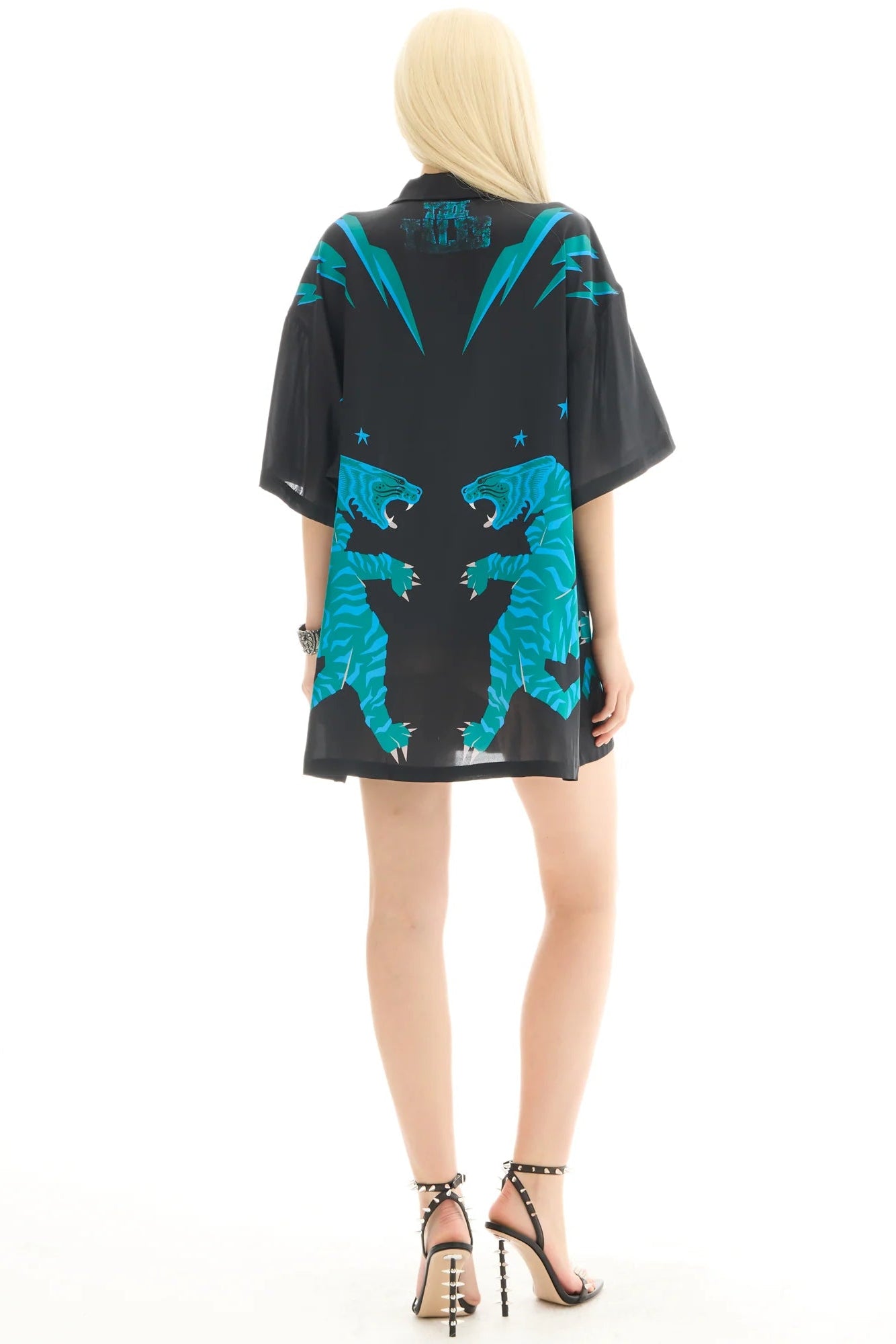 Osaka Silk Tiger Shirt/Dress Black