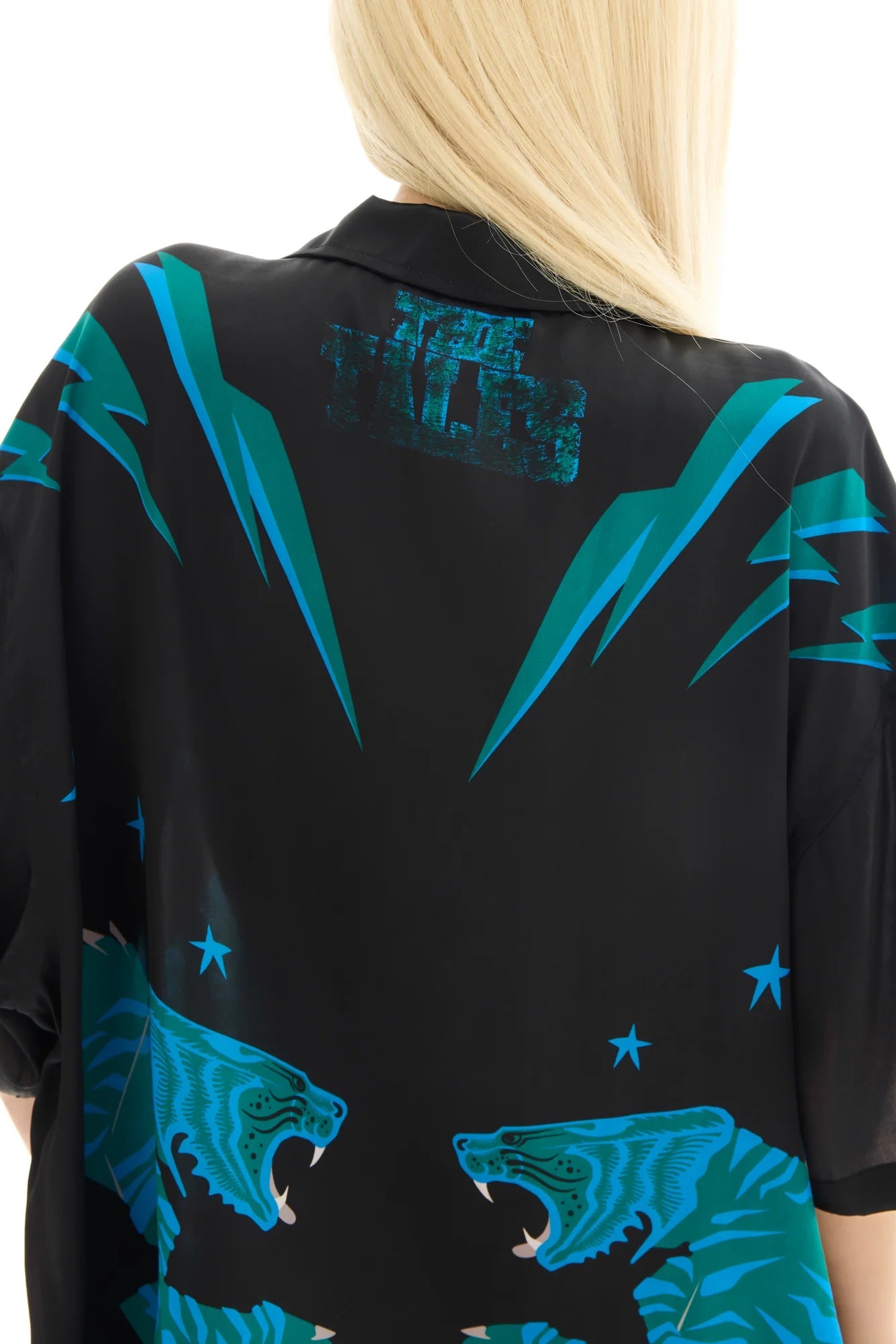 Osaka Silk Tiger Shirt/Dress Black