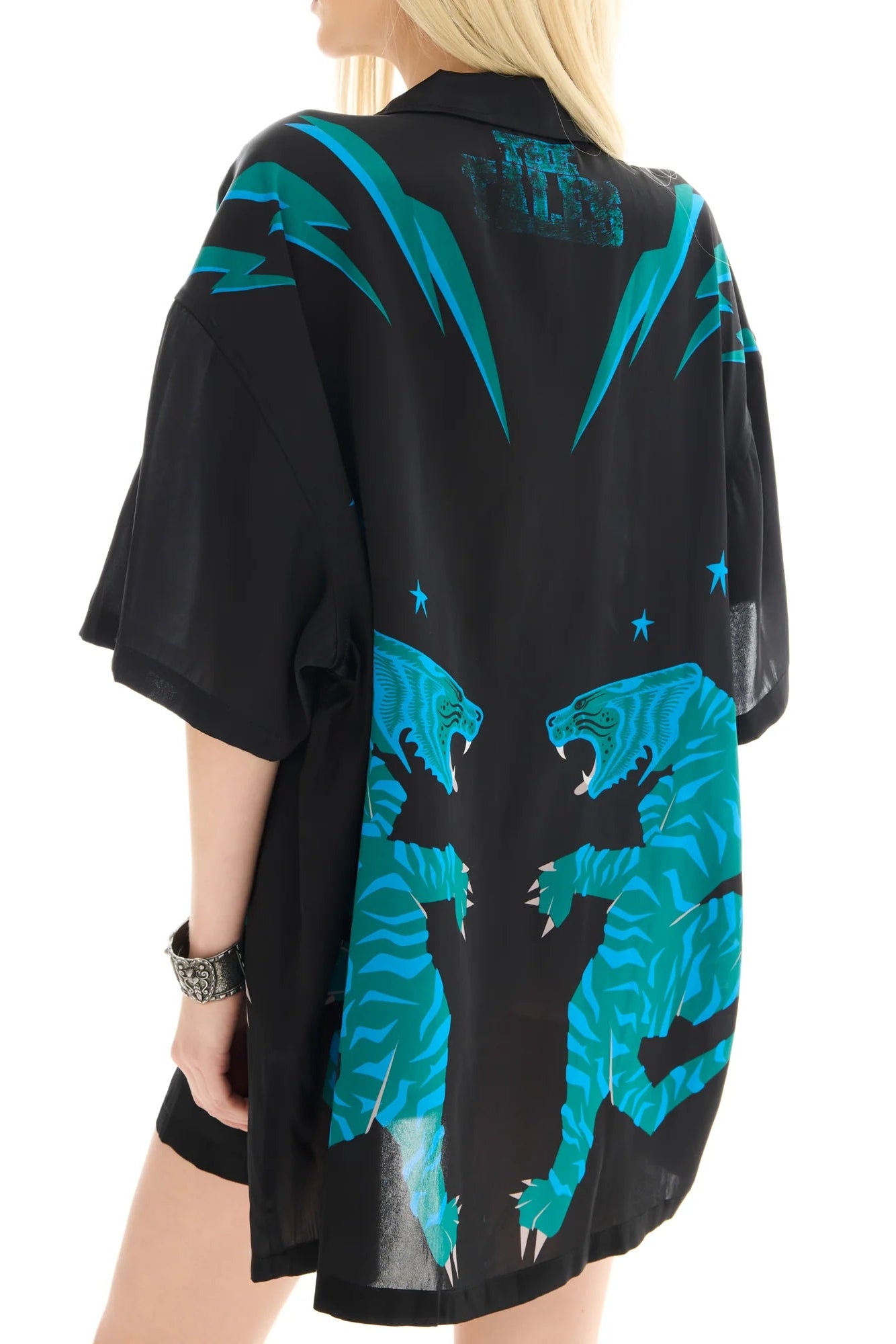 Osaka Silk Tiger Shirt/Dress Black