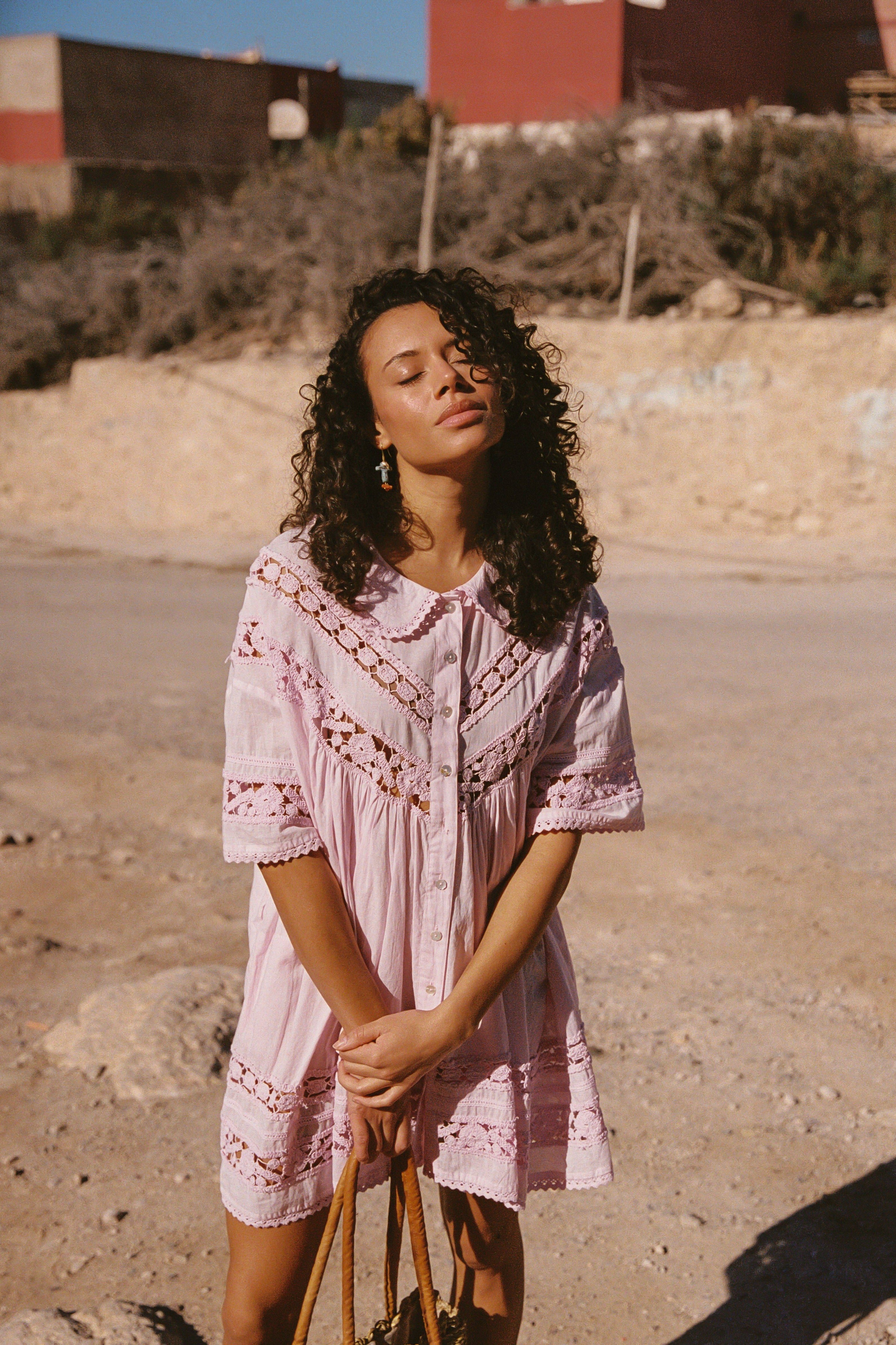 TESSERA NOLA BUTTON DOWN DRESS - Pink