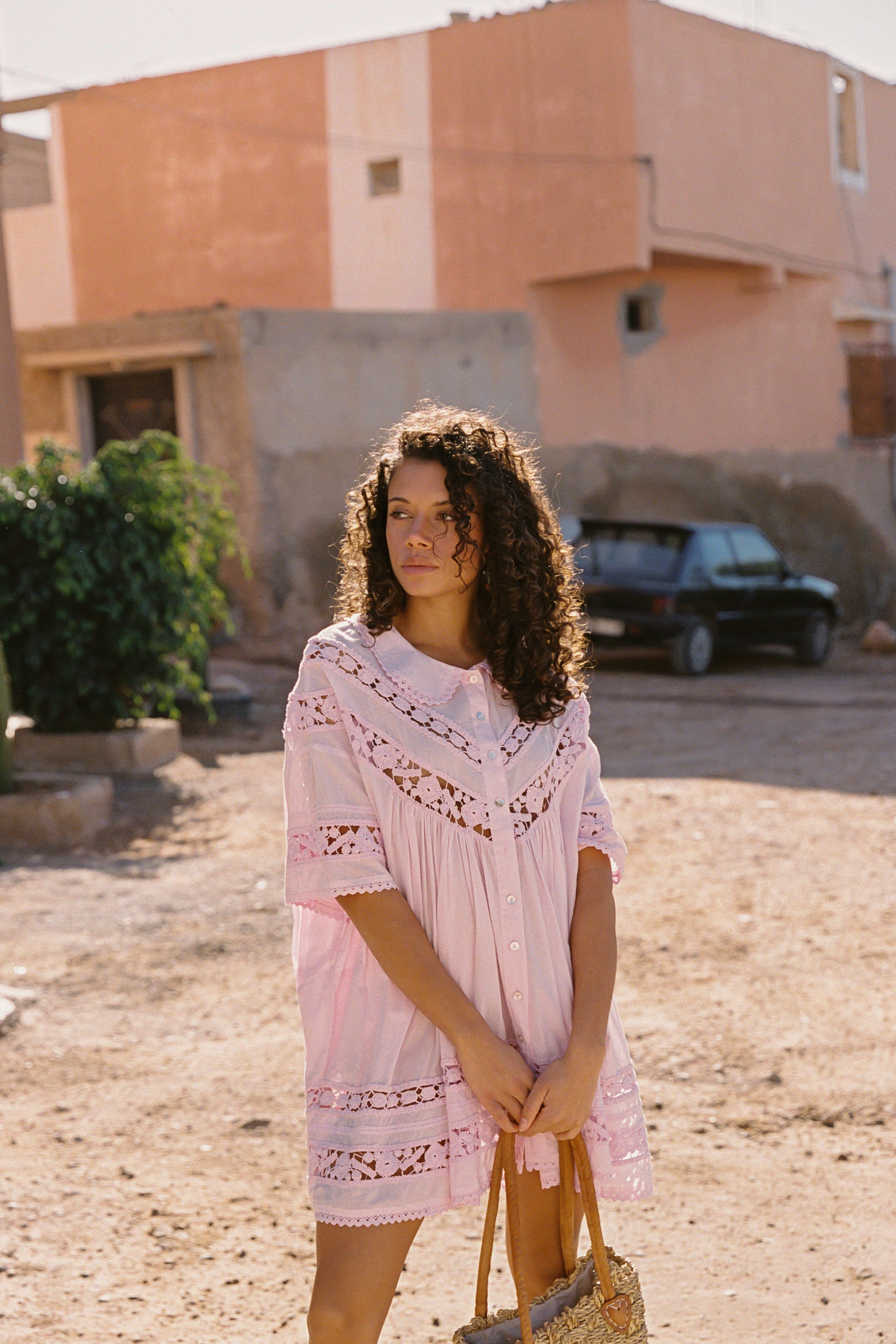 TESSERA NOLA BUTTON DOWN DRESS - Pink