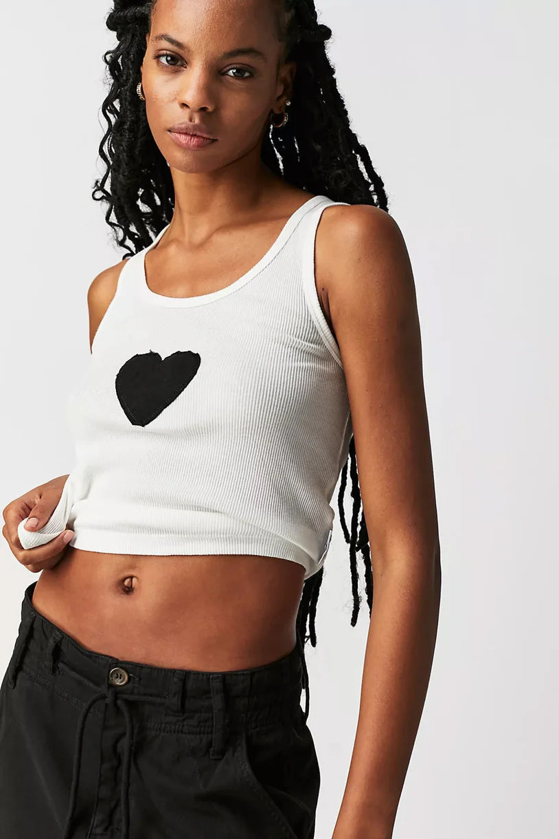 Infinite Love Rib Tank - White