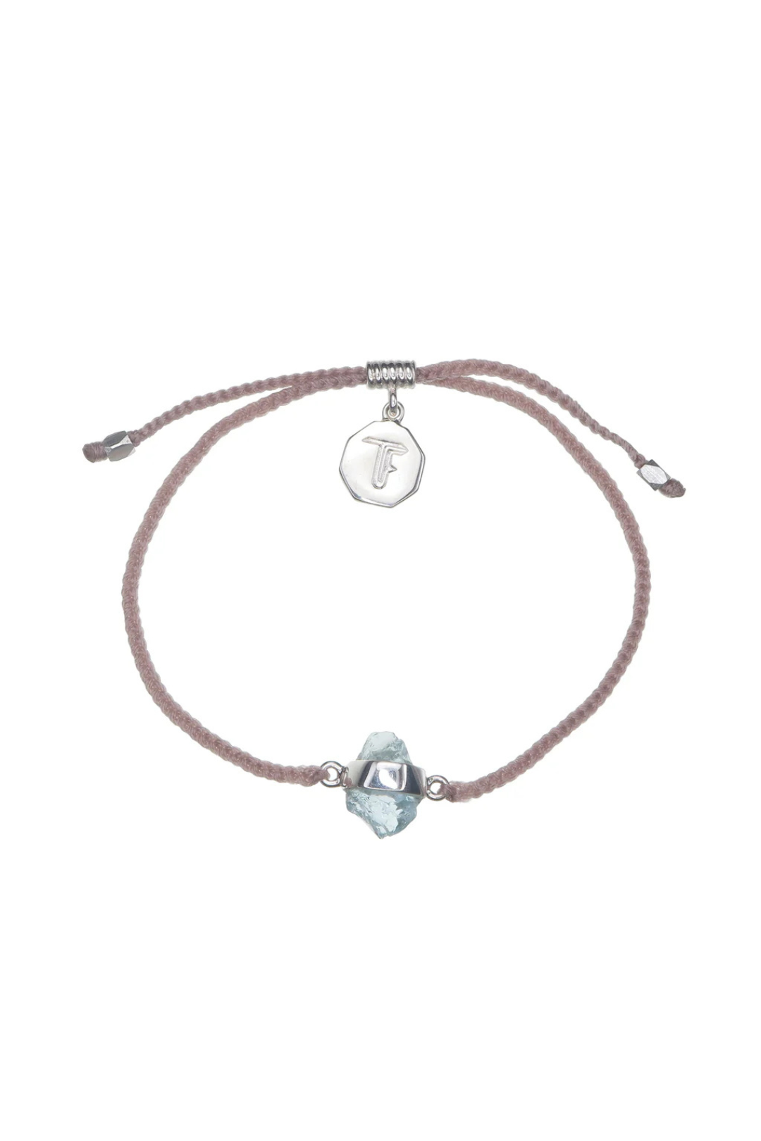 KIDS CRYSTAL BRACELET - DUSTY PINK WITH AQUAMARINE- SILVER