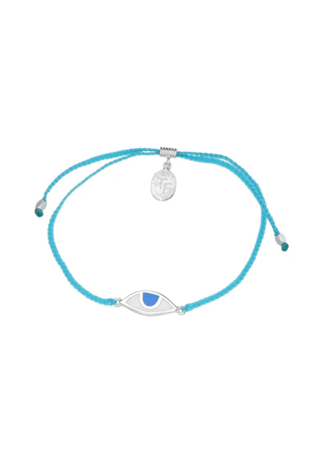 EYE PROTECTION BRACELET - TURQUOISE WITH SKY BLUE EYE - SILVER