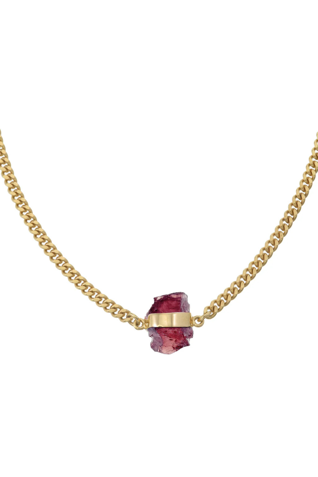 ROUGH GEM NECKLACE - GARNET - GOLD