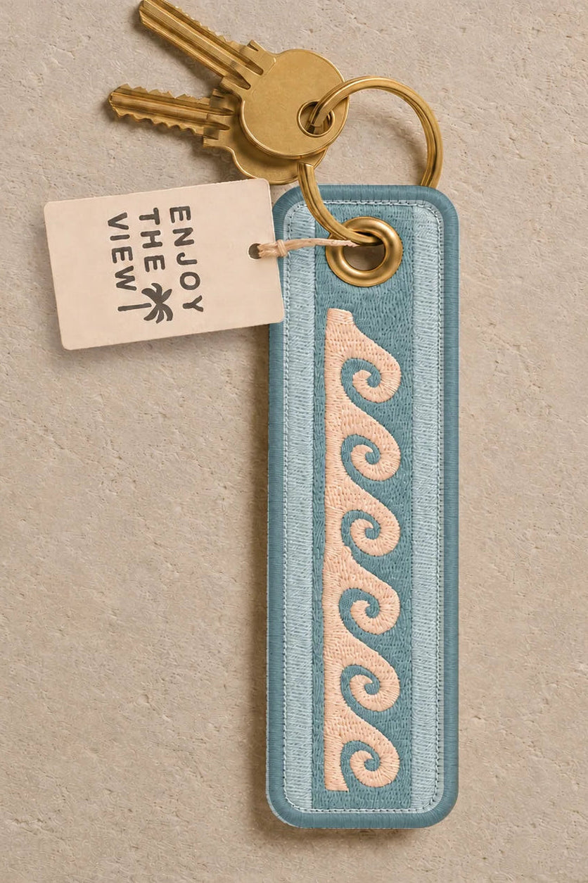 Wave Embroidered Keyring