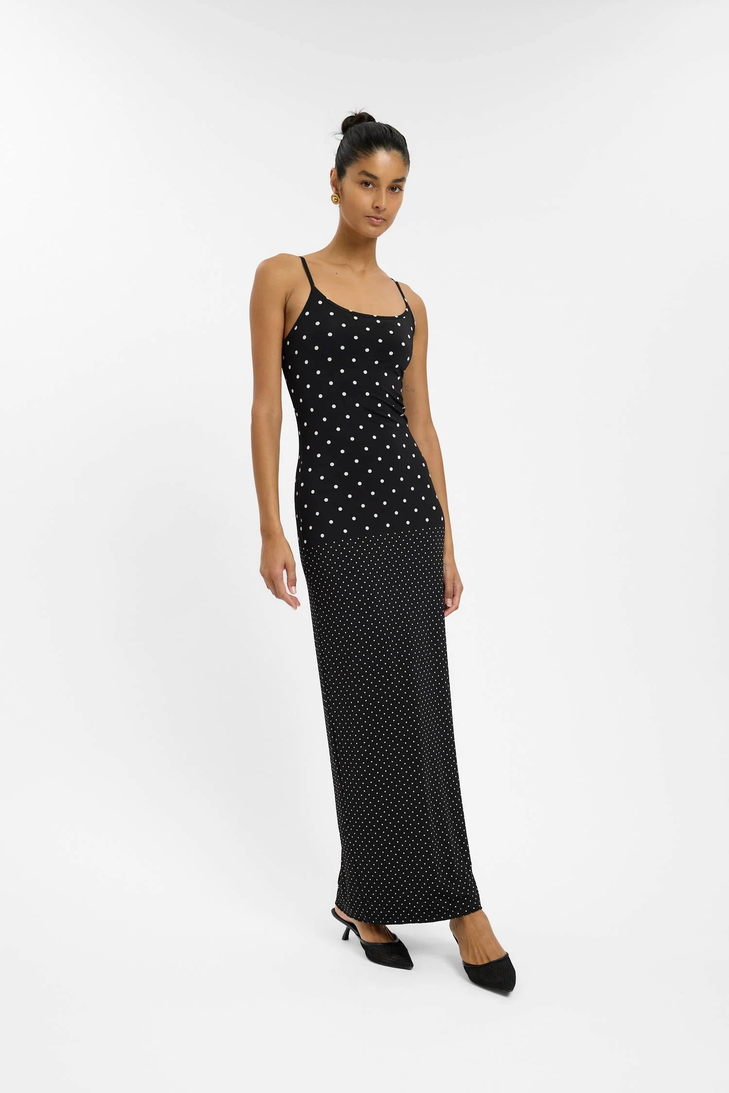 Slip Dress - Black Polka