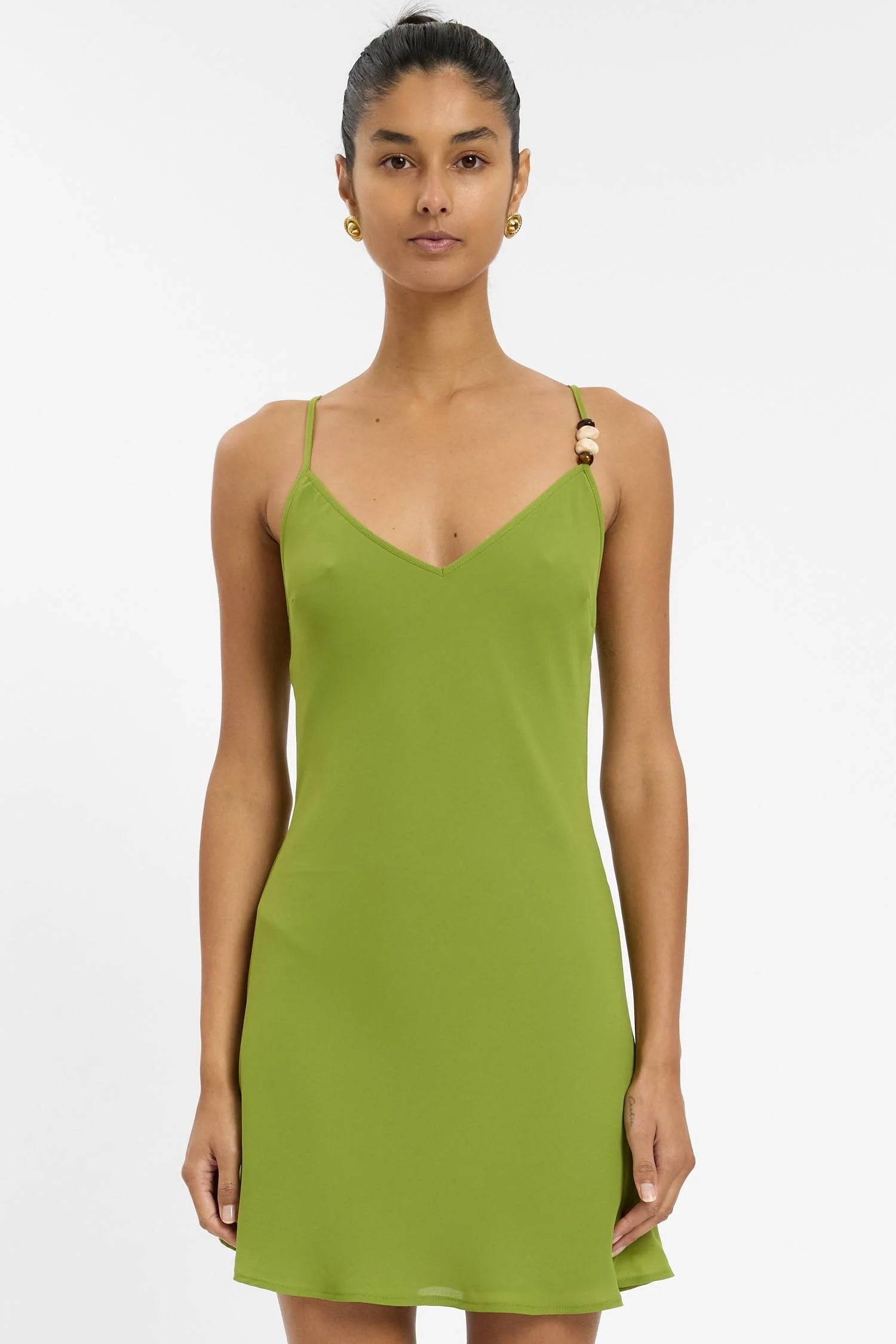 Georgette Mini Dress - Beaded Emerald