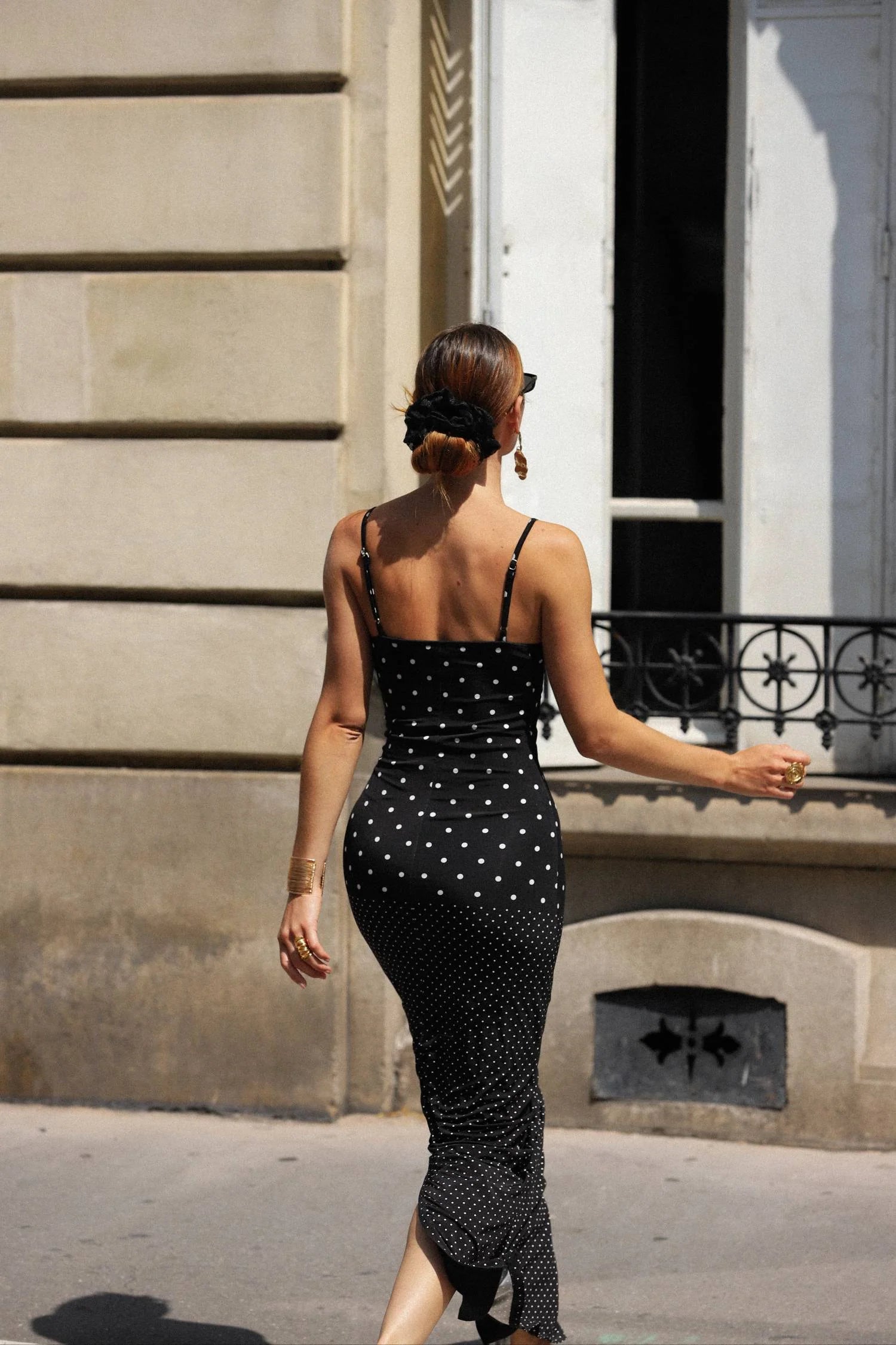Slip Dress - Black Polka