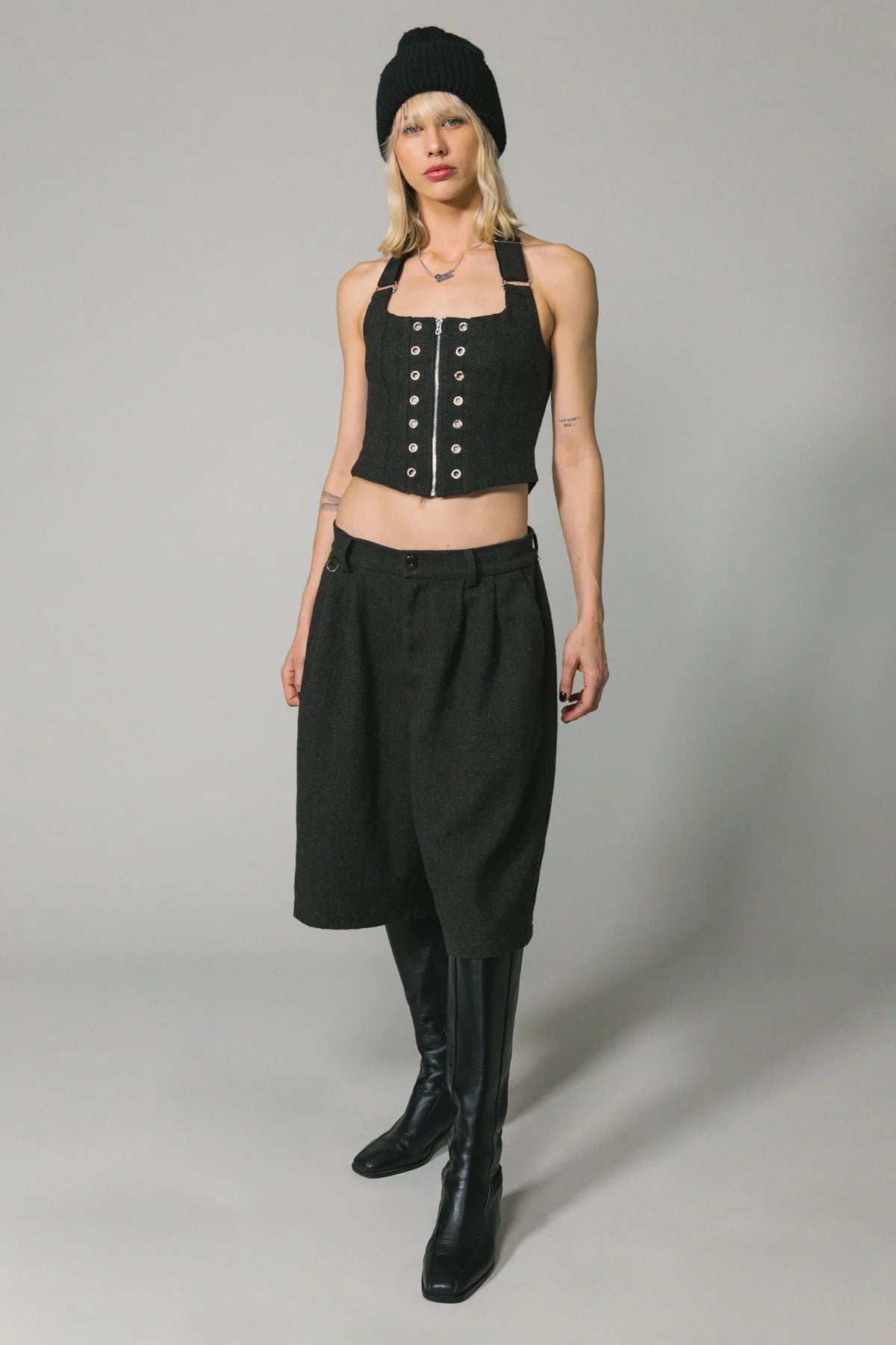 Charcoal Wool Baggy Shay Short