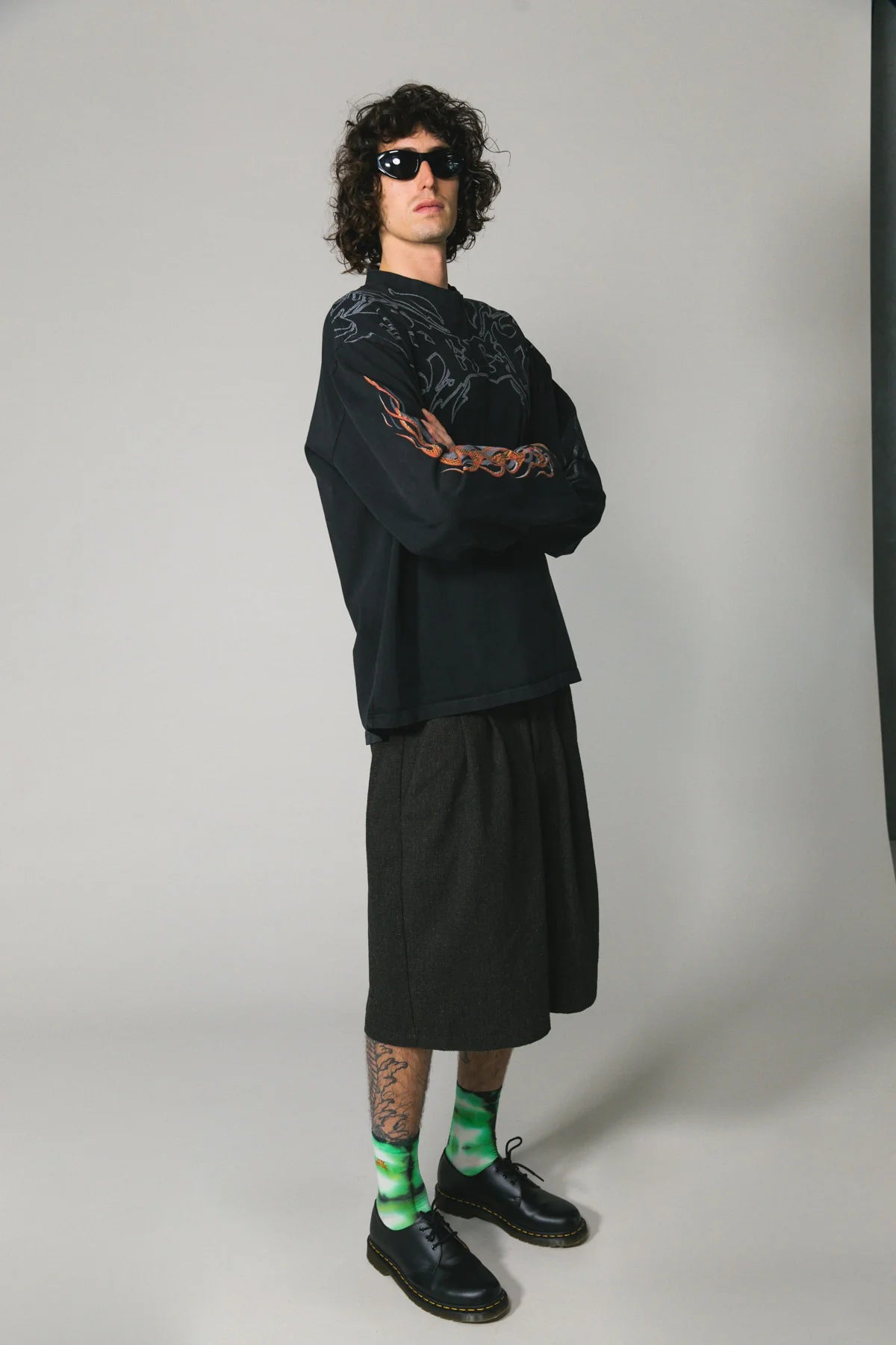 Charcoal Wool Baggy Shay Short