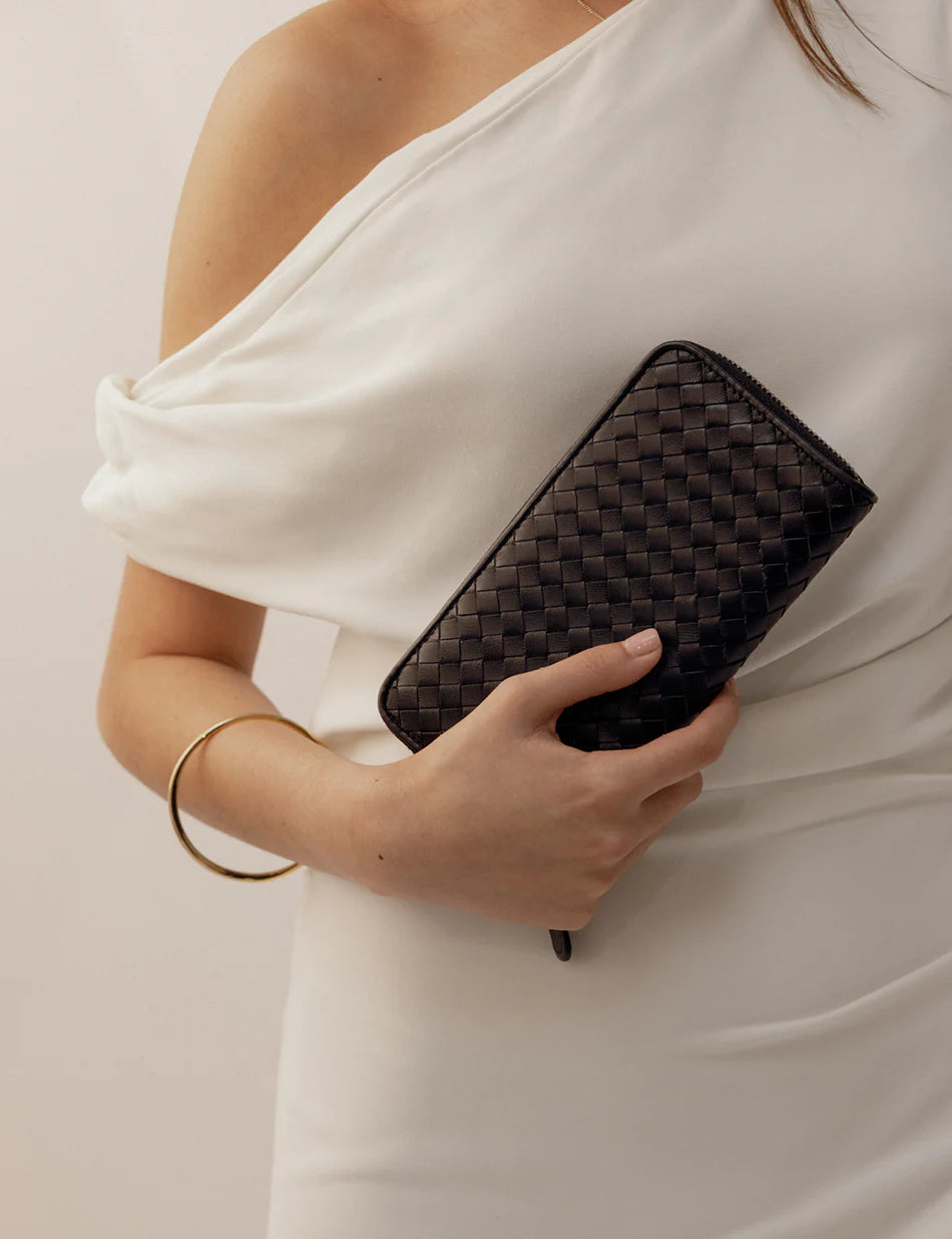 WOVEN WALLET LARGE - BLACK