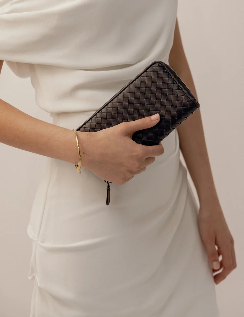 WOVEN WALLET LARGE - BLACK