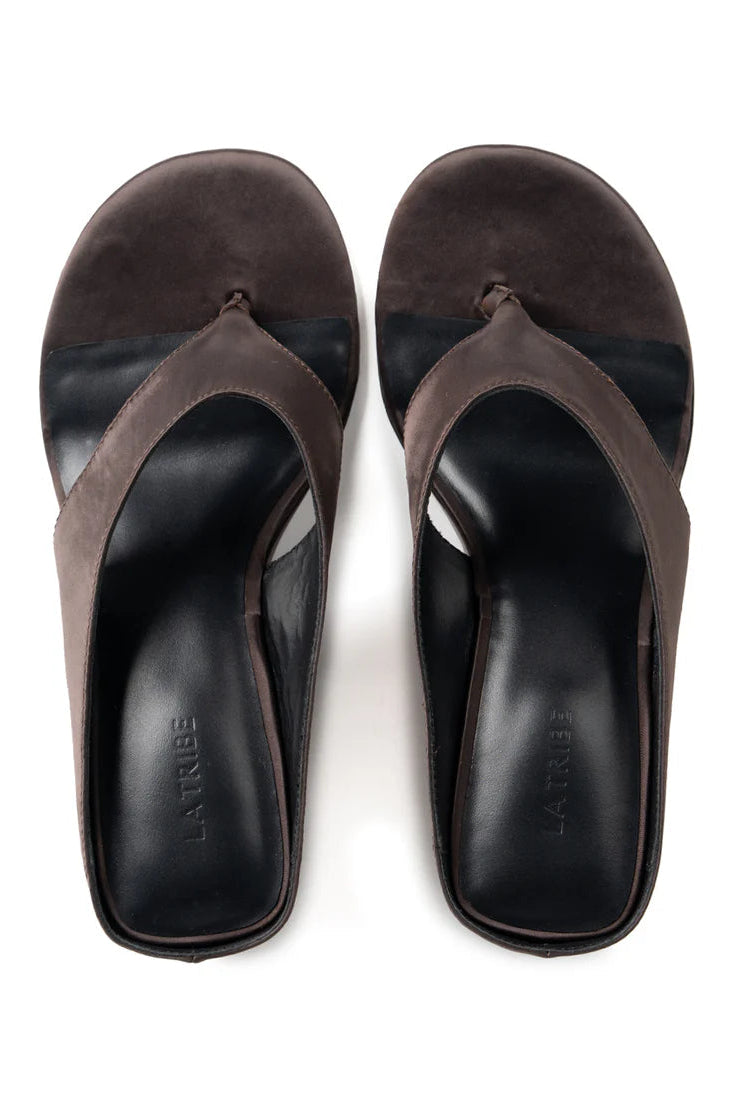 Wedge Thong - Brown Satin