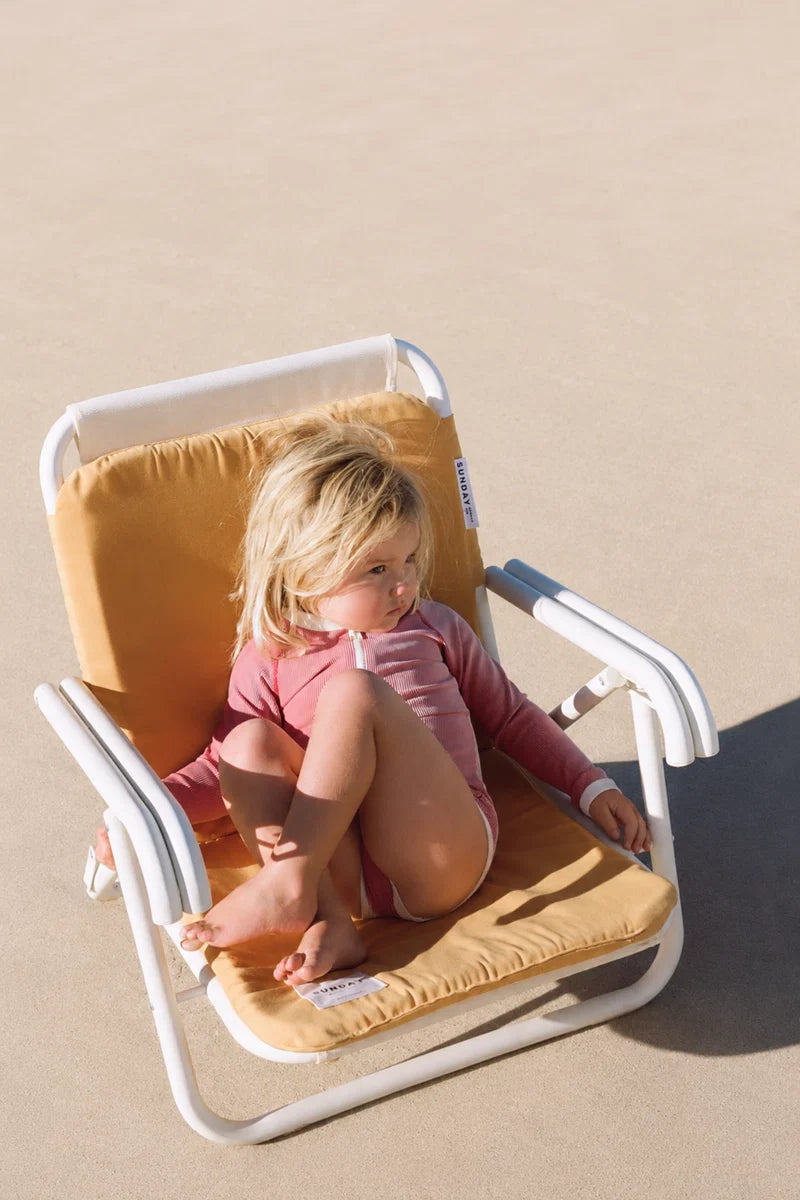 Mini Stripe Rashie Onesie - Clay Red