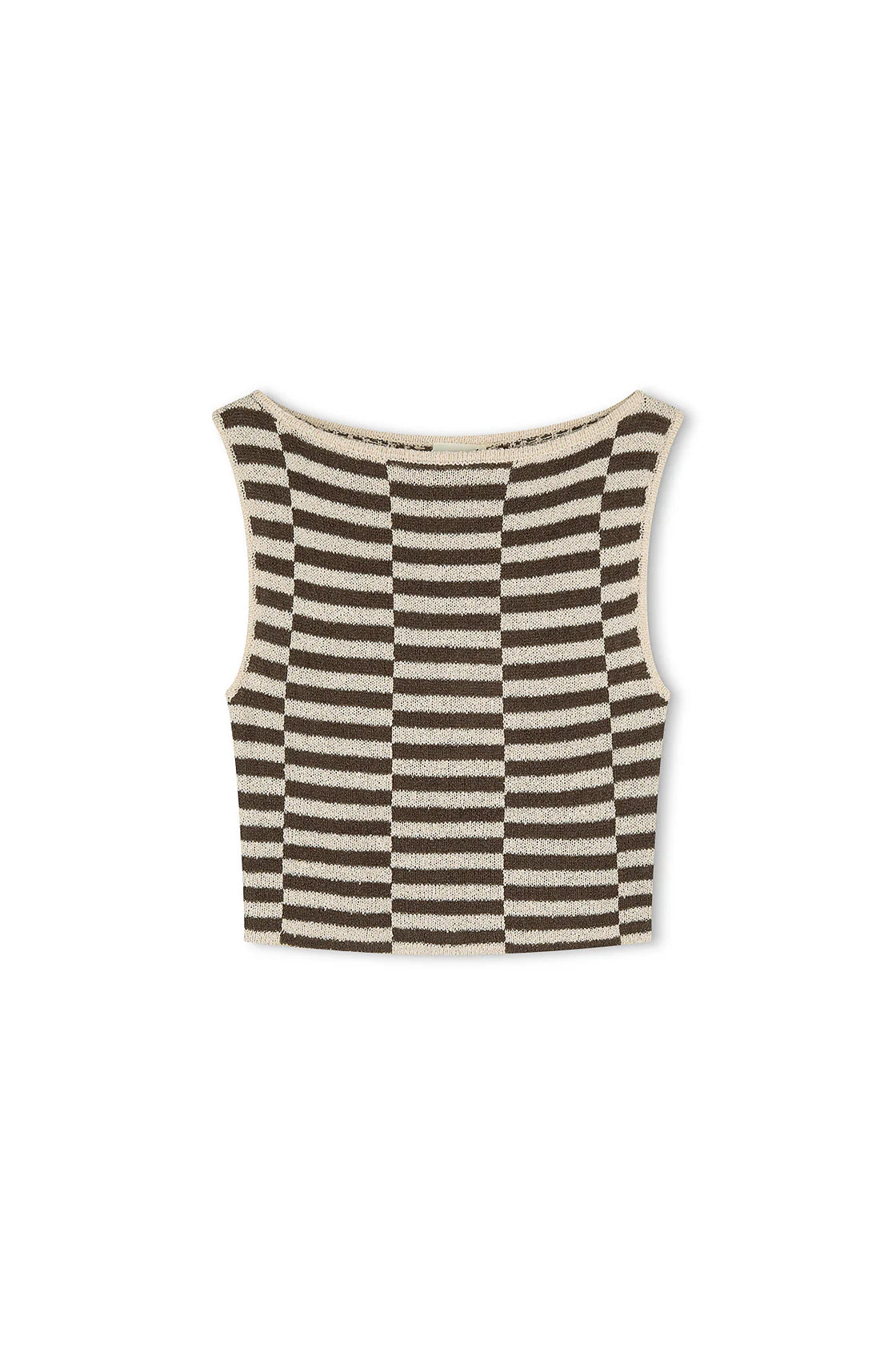 Grid Textured Knit Top - Cocoa