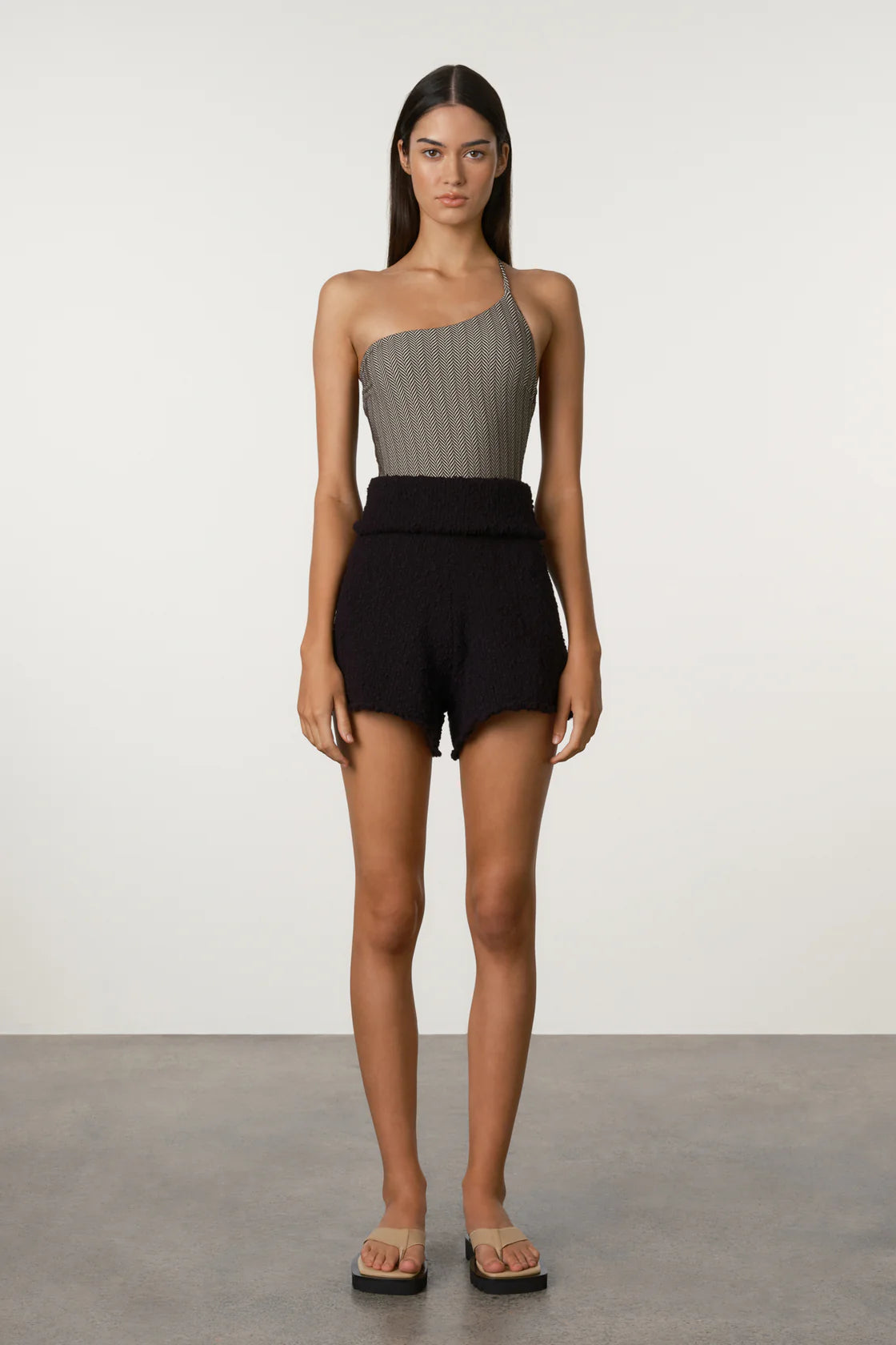 Black Boucle Knit Short
