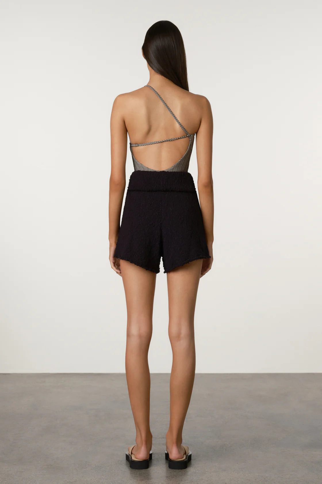 Black Boucle Knit Short
