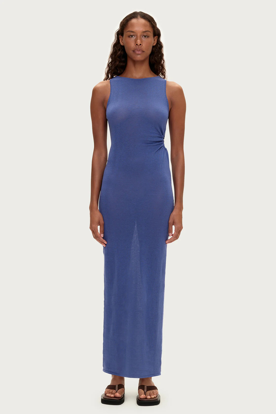 Cut Out Knit Dress - Blue