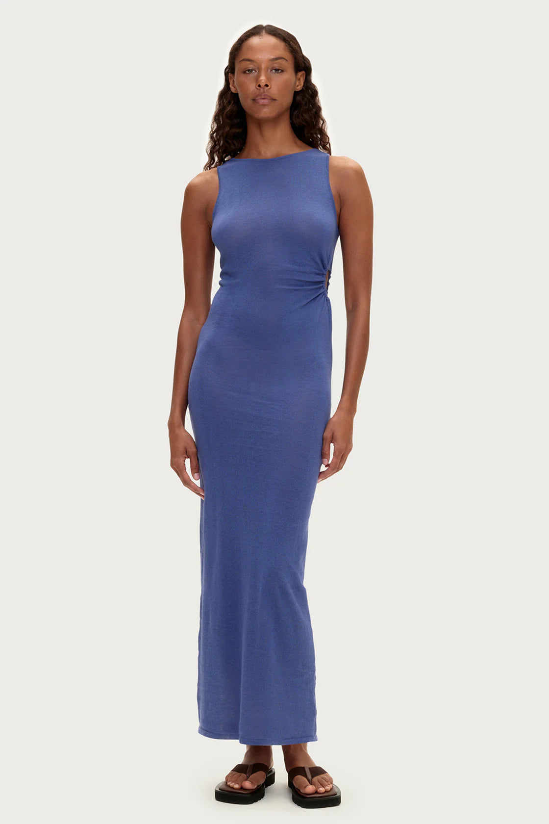 Cut Out Knit Dress - Blue