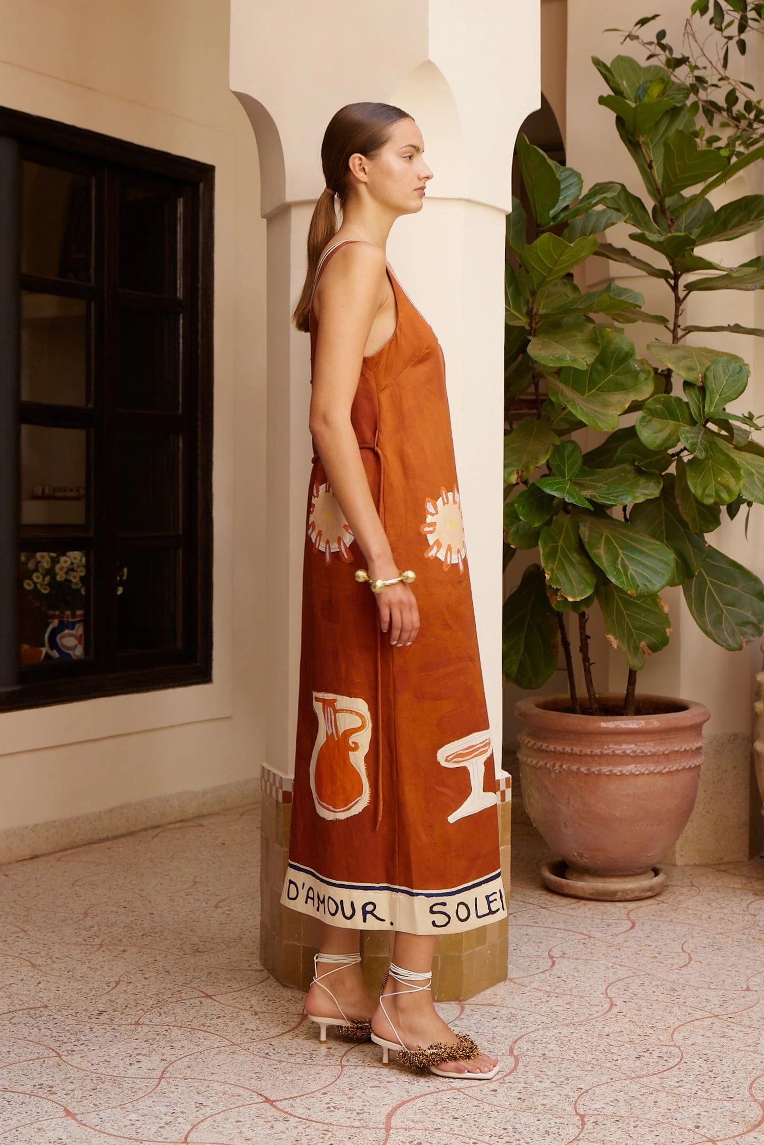 soleil d'amour silk midi dress