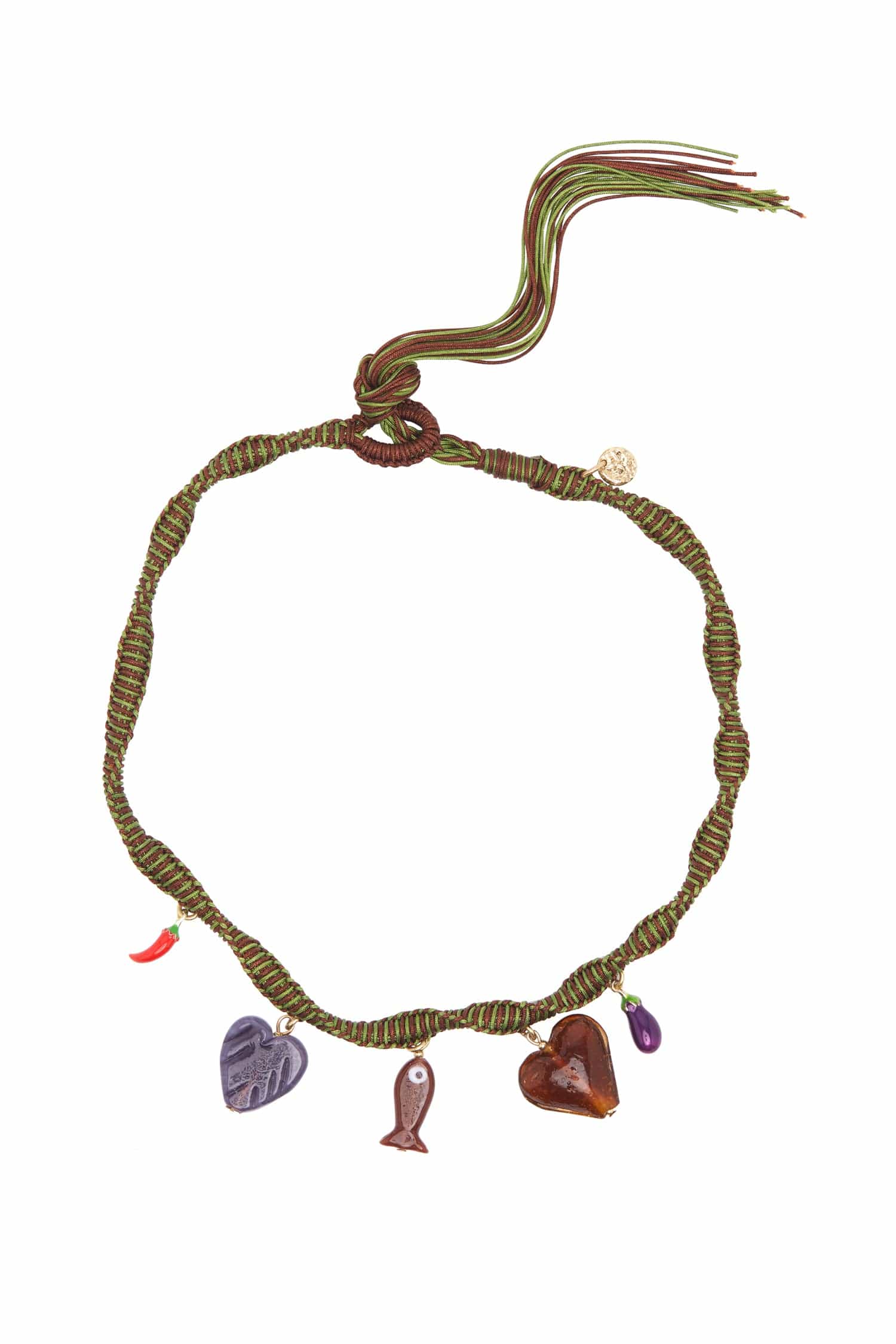 tesori verde macrame necklace