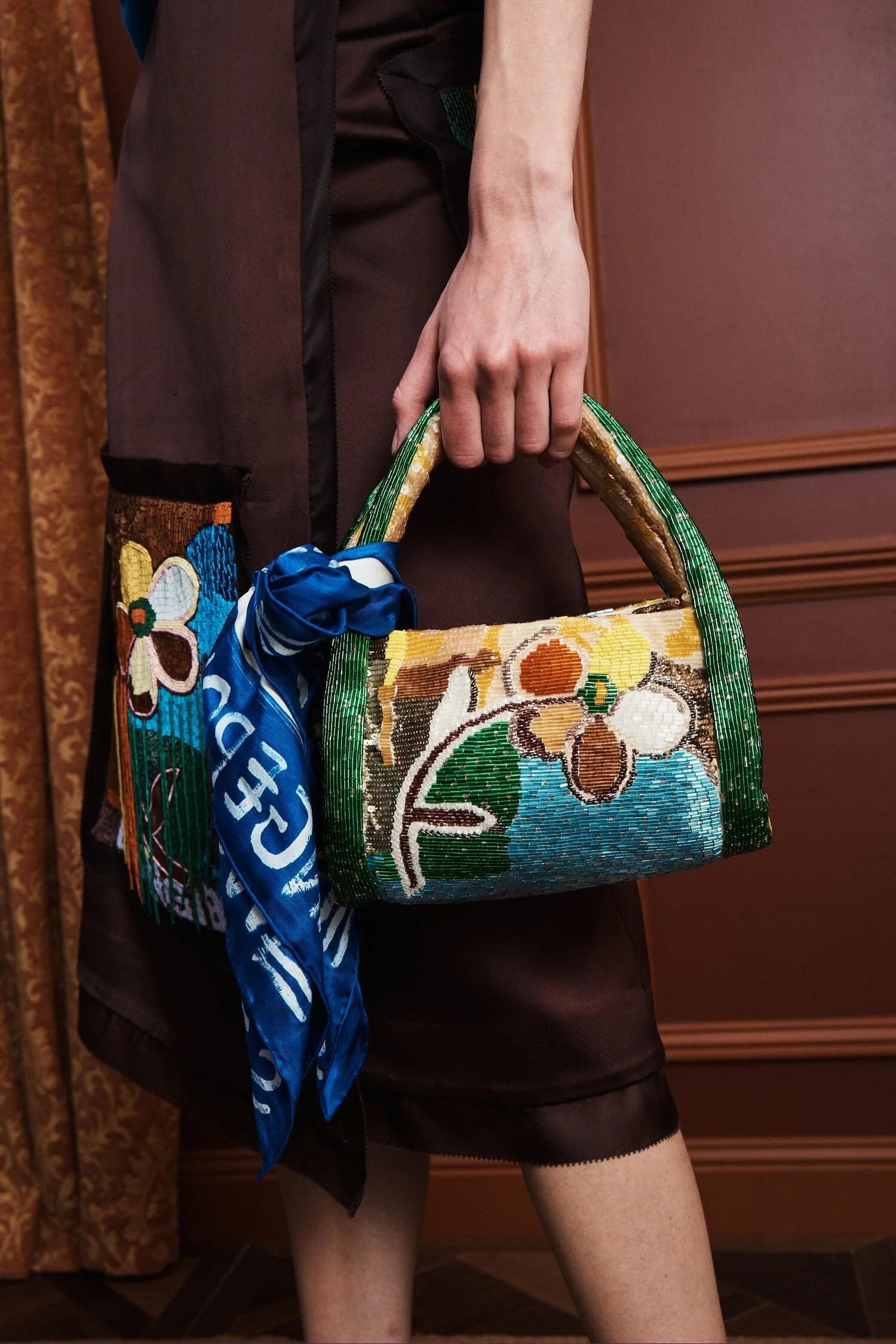 Limelight beaded barrel bag