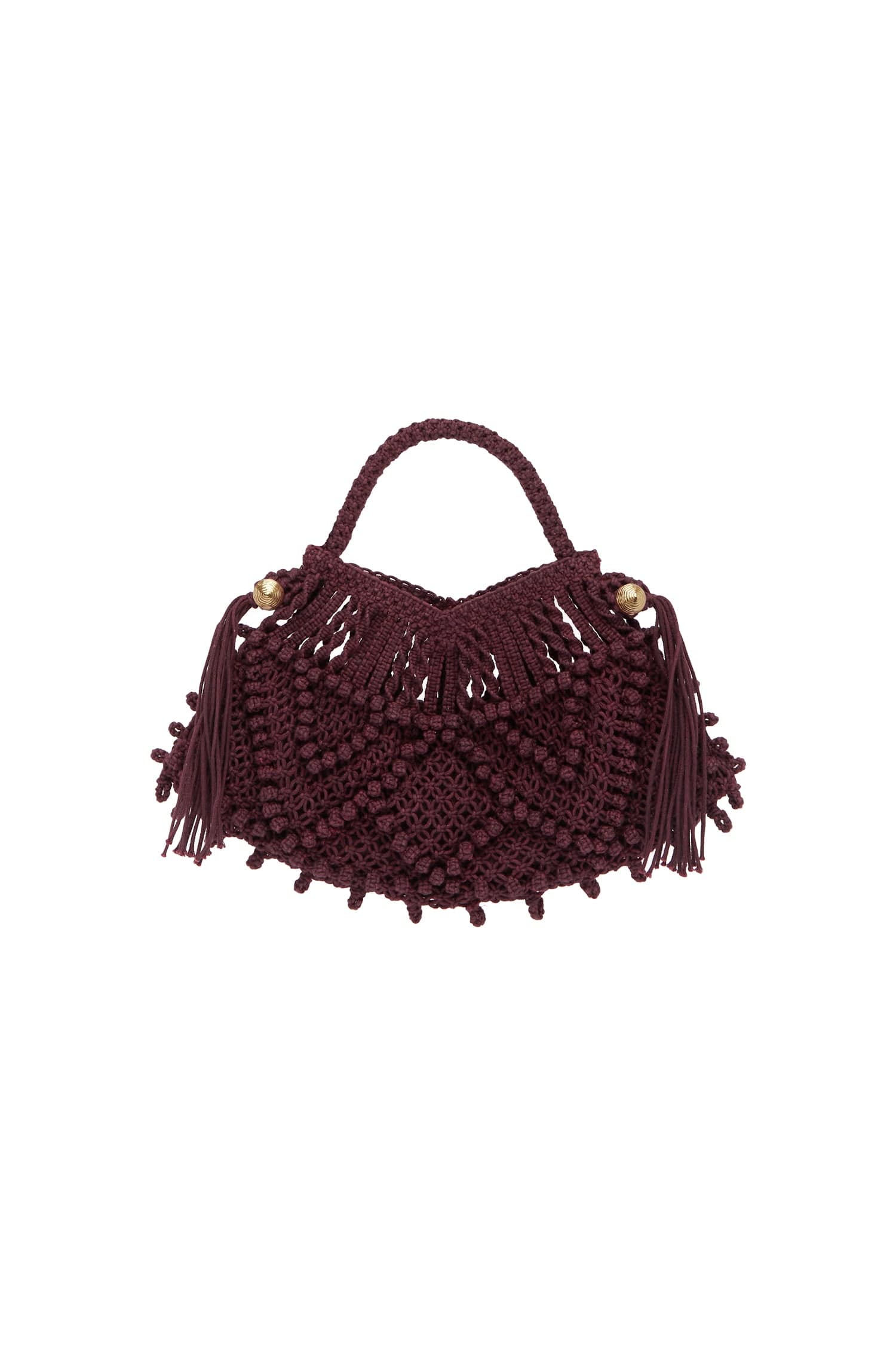 Macrame Crescent Bag Bordeaux