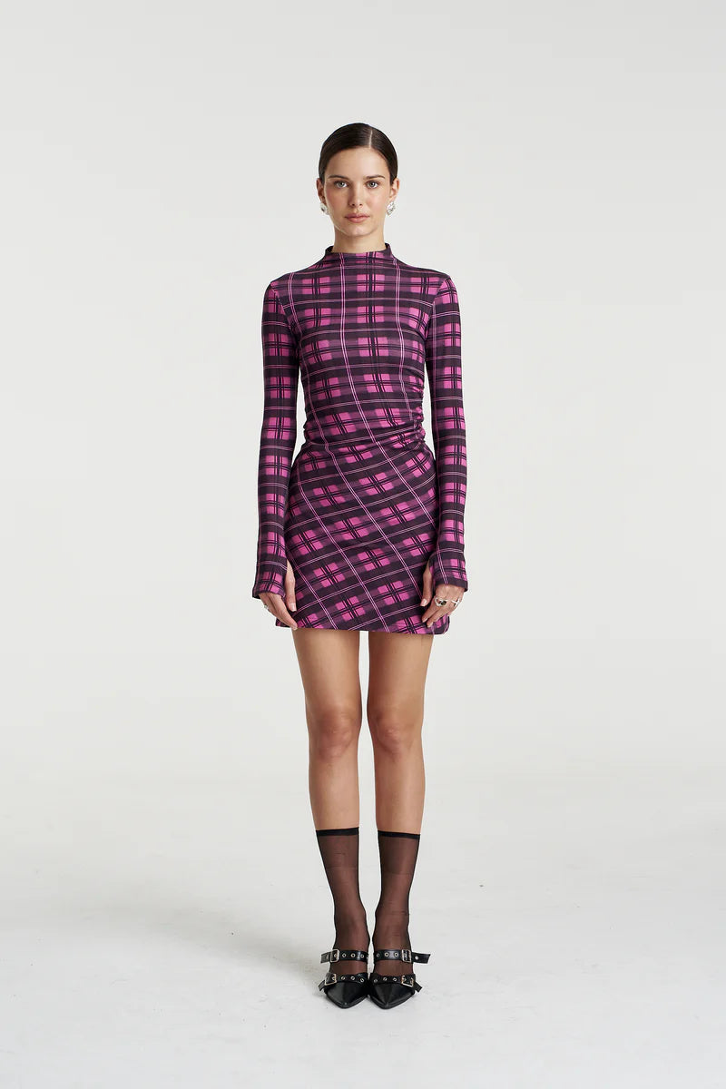 LS MINI A-LINE DRESS - AZALEA PLAID