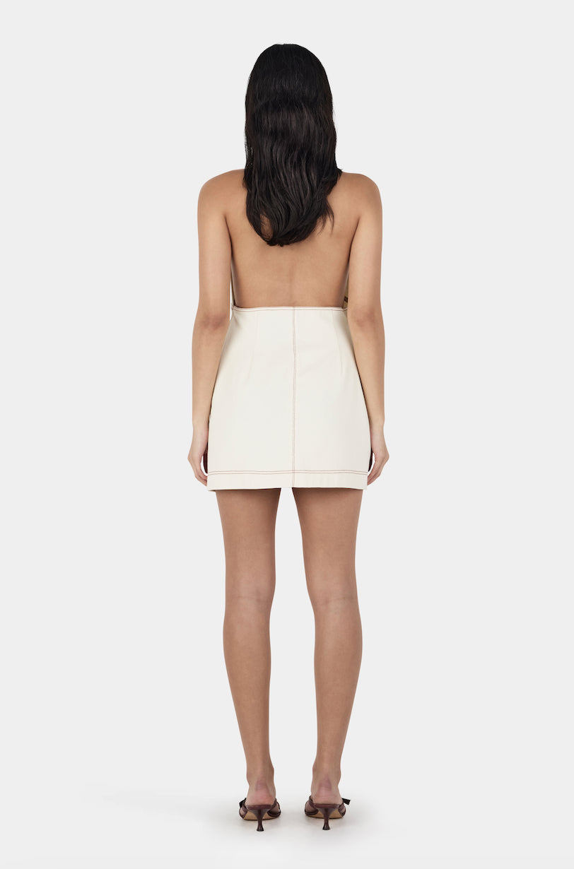 LILAH DENIM MINI DRESS - ECRU