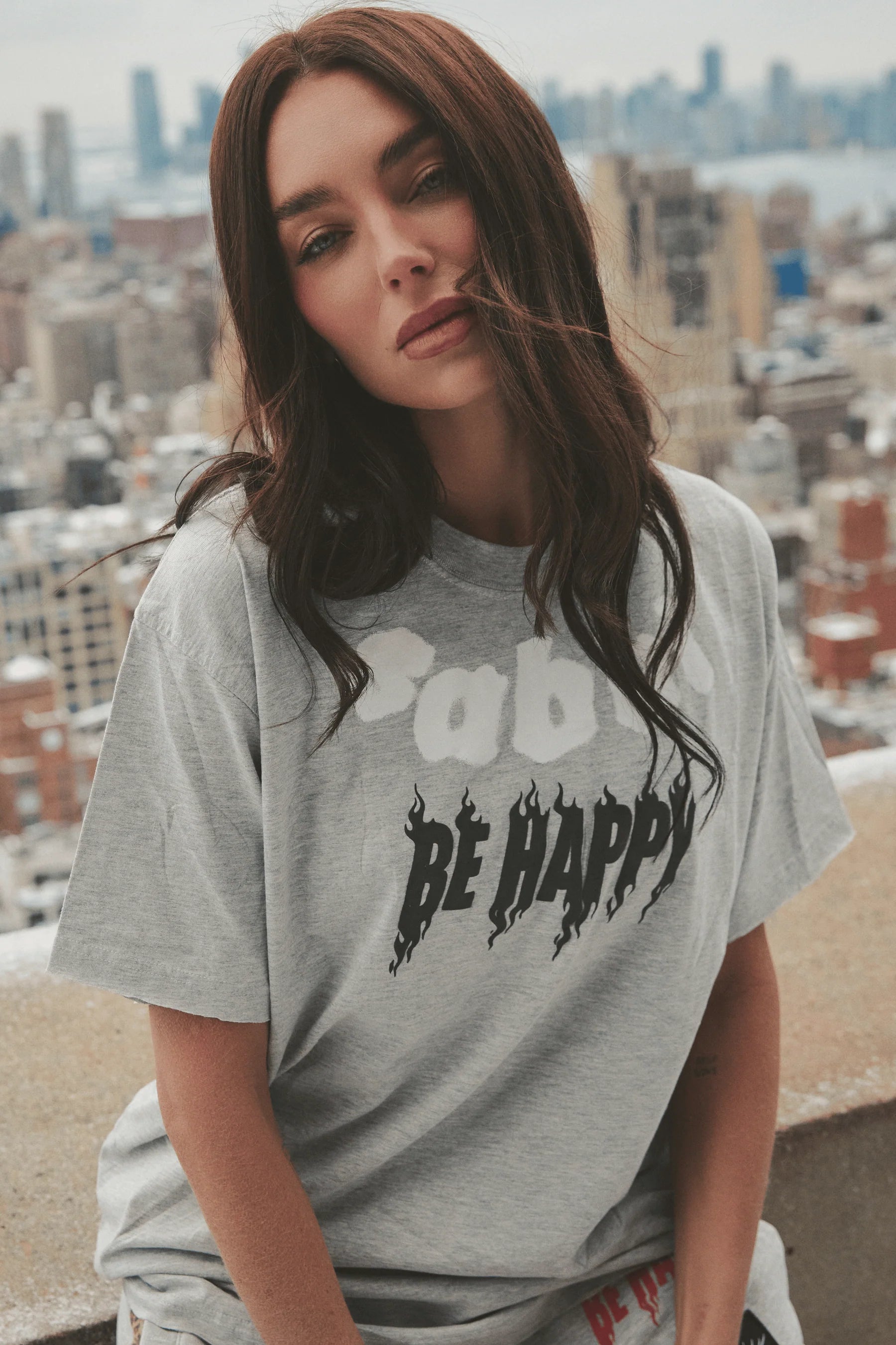 THE BE HAPPY TEE - GREY
