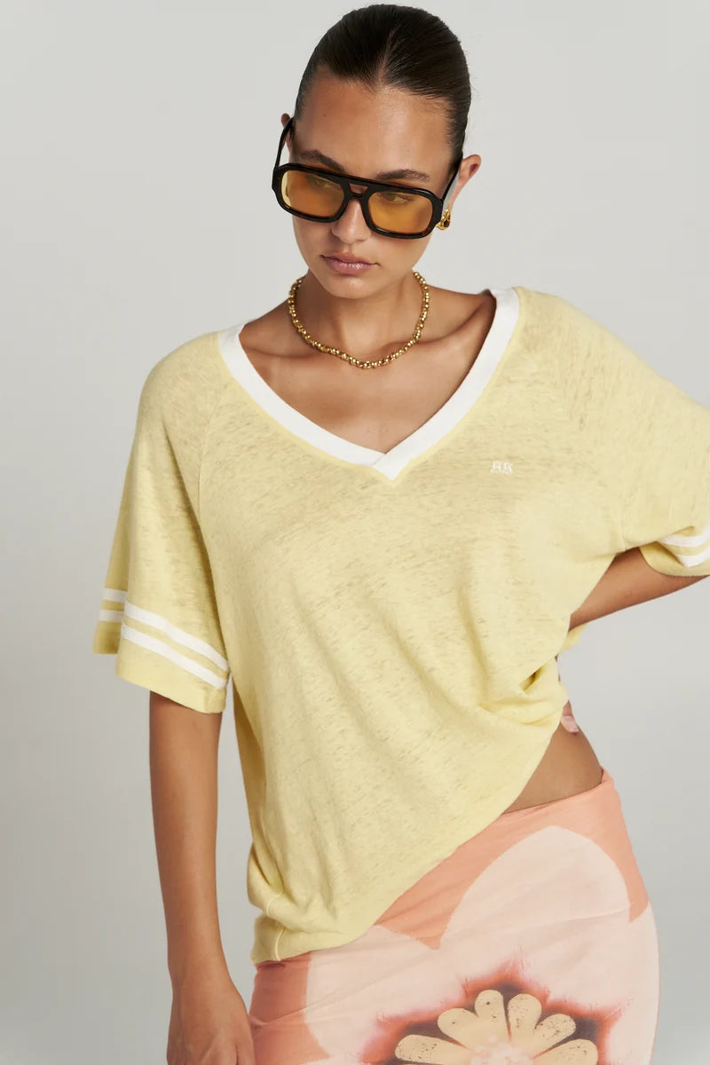 V NECK TEE - BUTTER