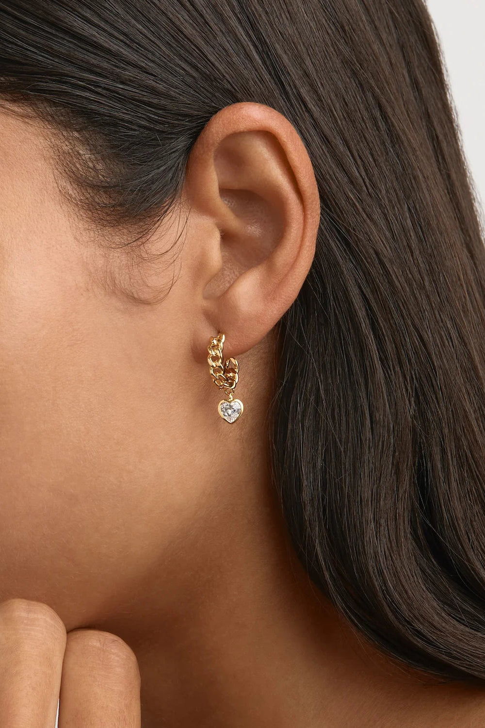 Radiant Heart Curb Hoops - 18k Gold Vermeil